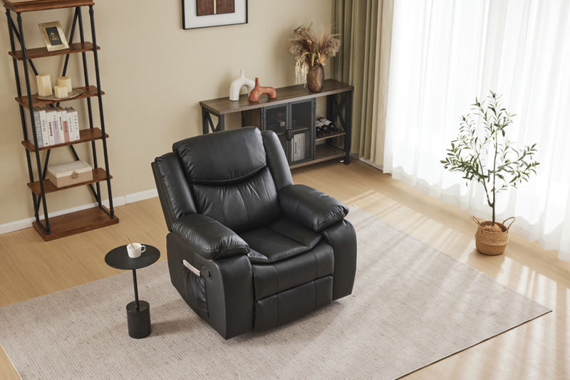 Black Color Air Leather Recliner Chair with Vibration and Heating by HouseOfZazla