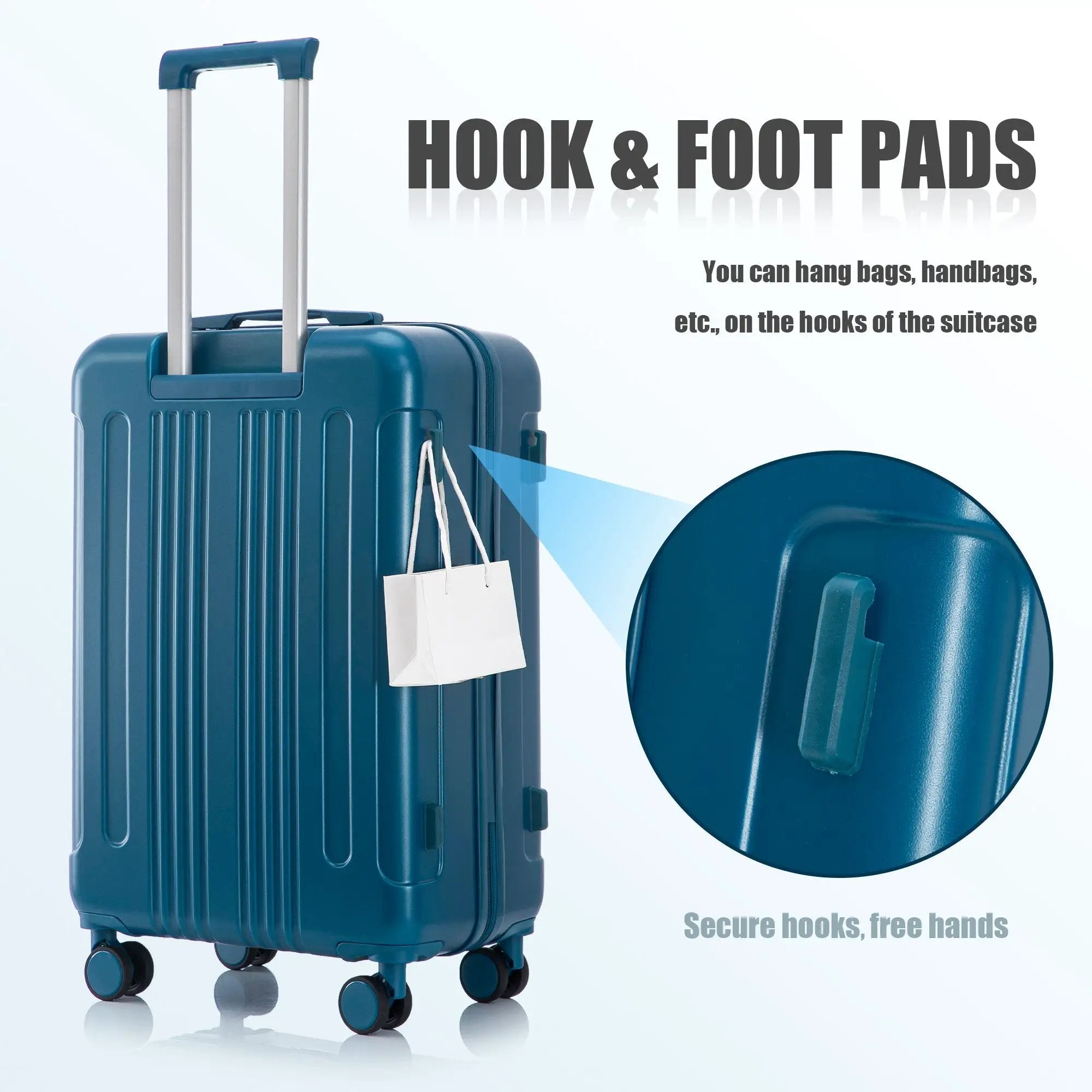 3-Piece ABS Spinner Wheel Luggage Set 20"/24"/28" Dark Blue by HouseOfZazla