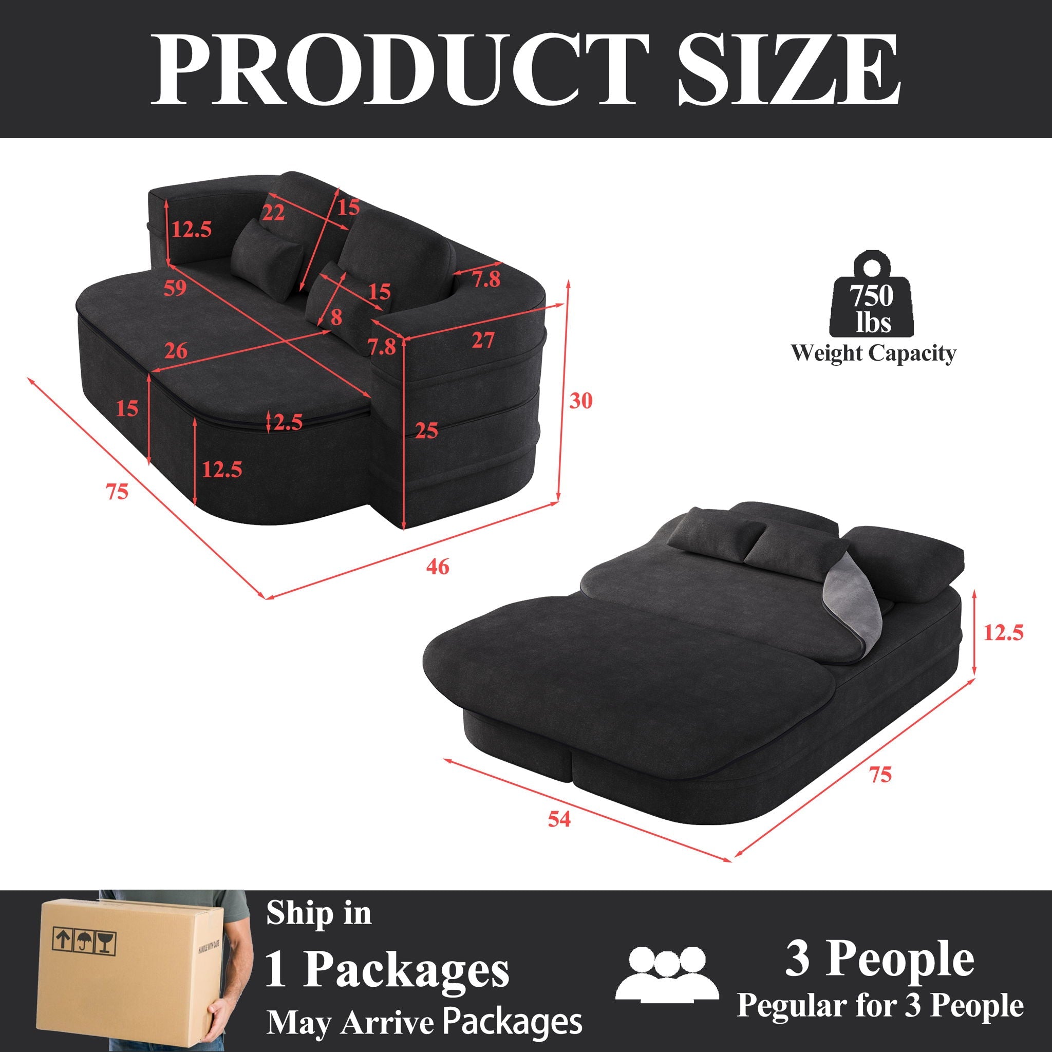 2 In 1 Foldable Sofa Bed With Multi Functional Blanket, Floor Lounge Sofa by HouseOfZazla