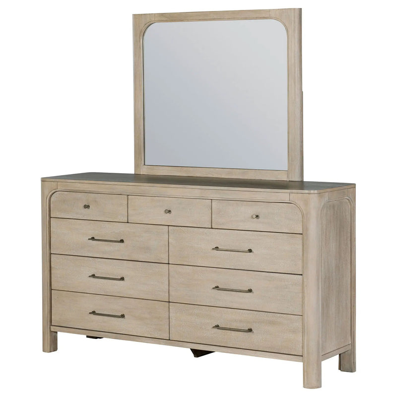 Solano 9-drawer Bedroom Dresser with Mirror Weathered Mango by Unique Piece Furniture