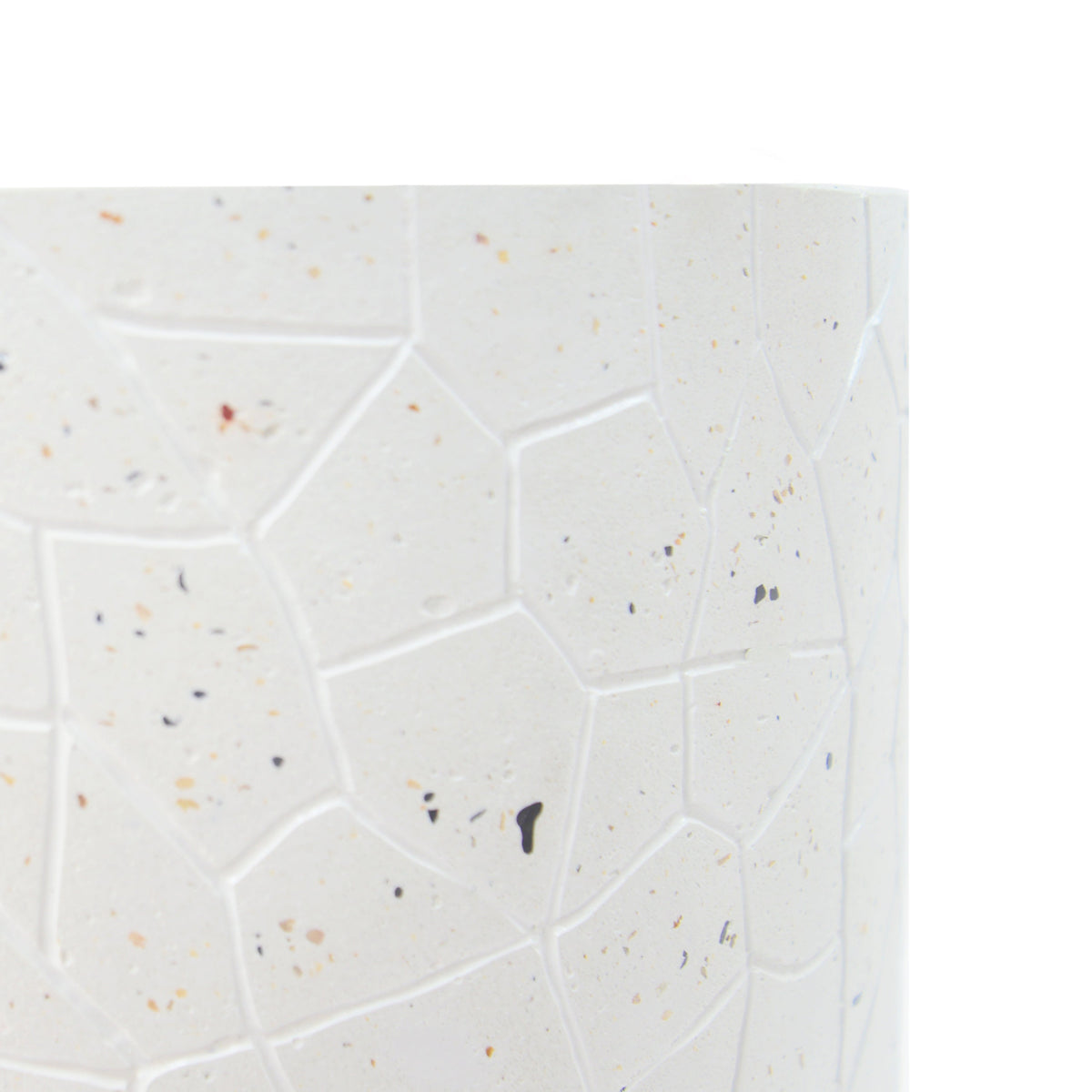 Terrazzo Concrete Drum End Table with Weather-Resistant Finish - White, photo 8 of 9