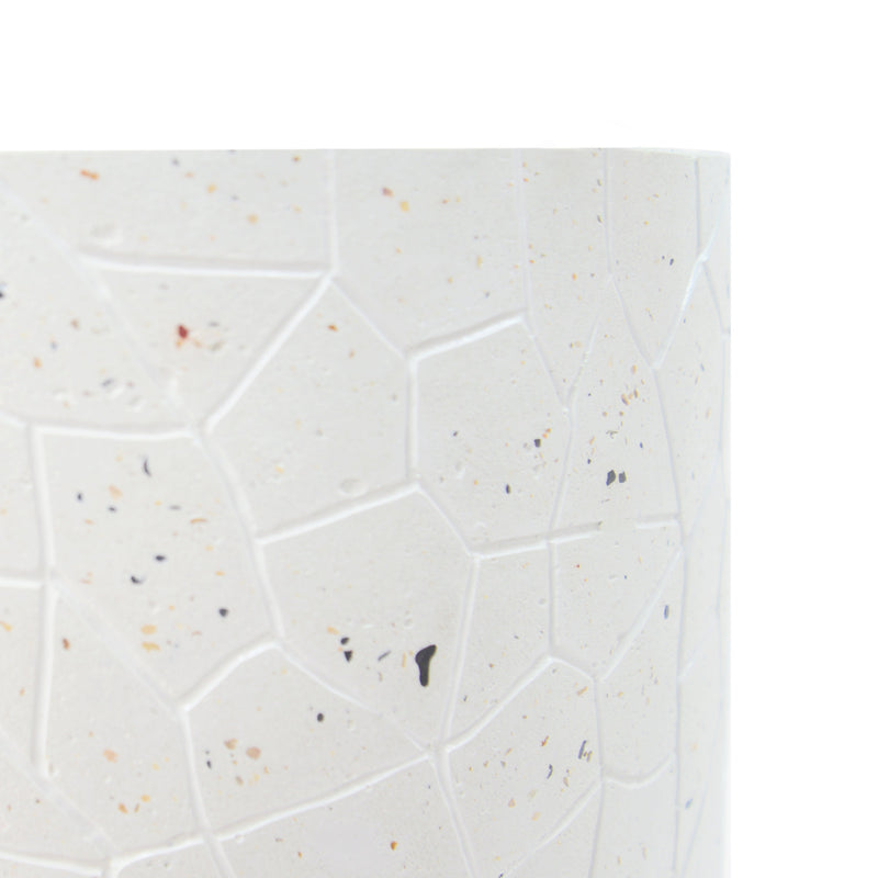 Terrazzo Concrete Drum End Table with Weather-Resistant Finish - White, photo 8 of 9