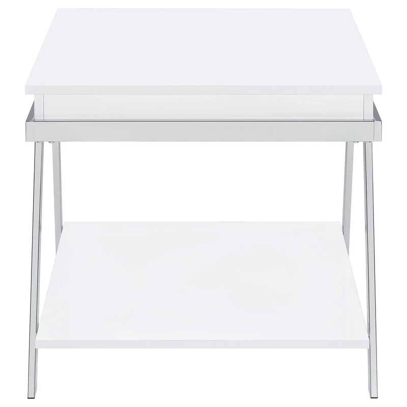 Briana - 2 Piece Coffee And End Table Set With Lift Top Legs - Gloss White by HouseOfZazla