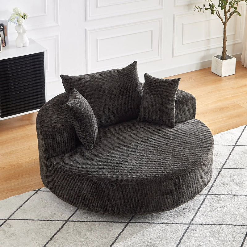 55'' Chenille Foam Single Swivel Chair by HouseOfZazla
