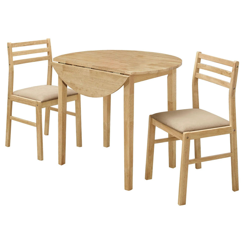 Bucknell 3-piece Round Drop Leaf Dining Table Set Natural by Unique Piece Furniture