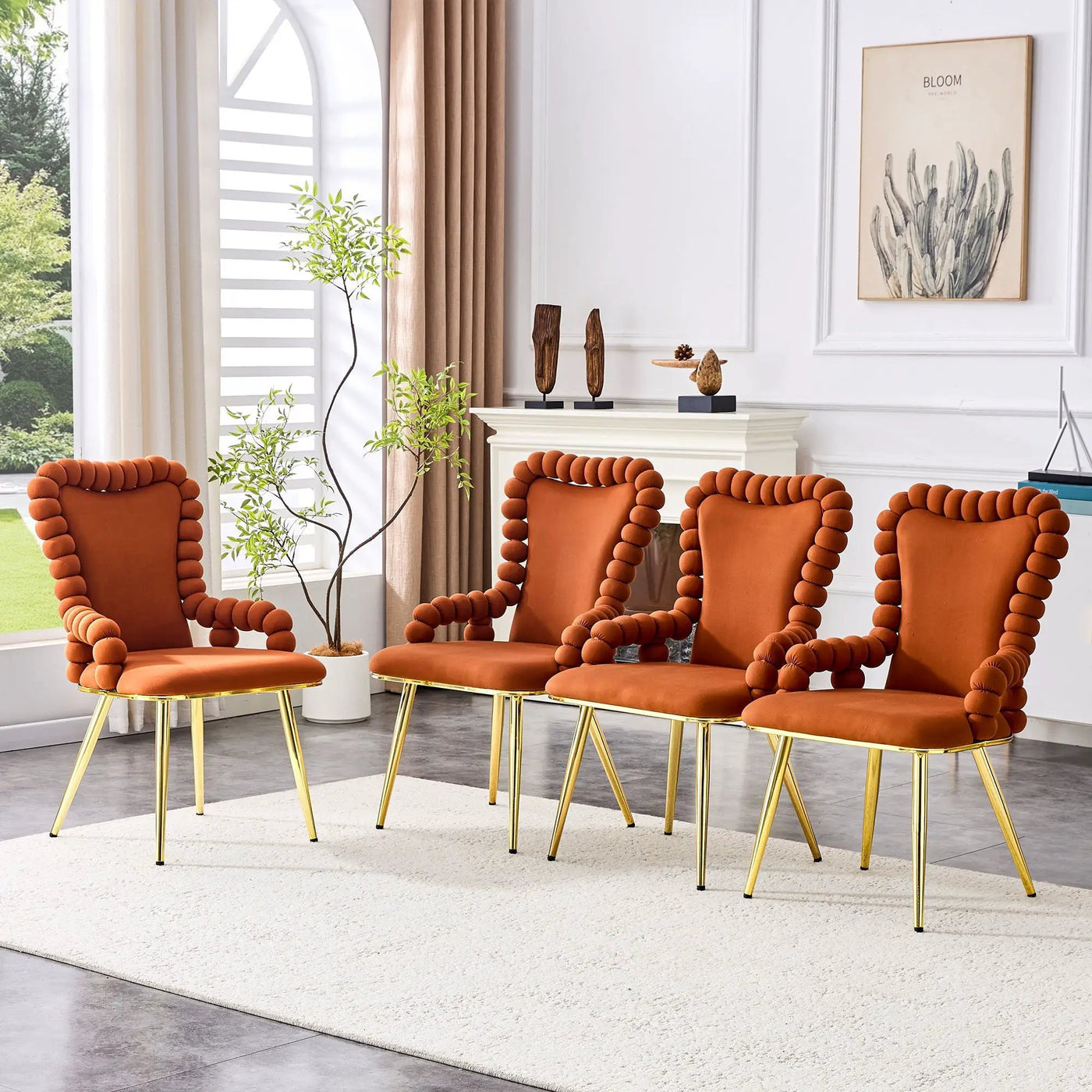 Puffy Bubble, Ball Chain Chair With Armrests For Dining Room (Set of 2) by Unique Piece Furniture