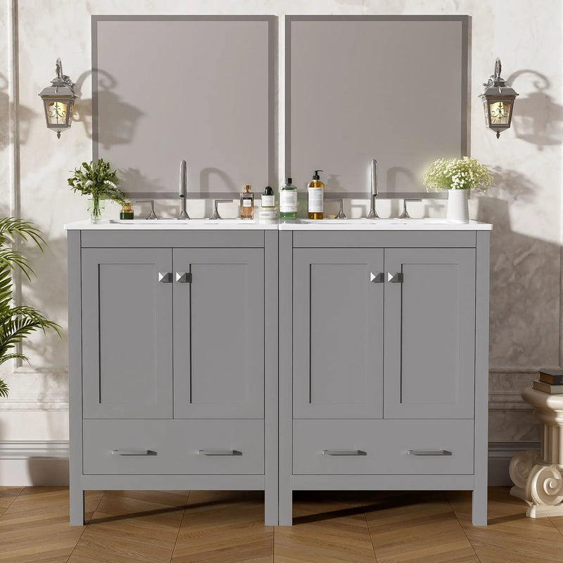 Bathroom Vanity With Integrated Undermount Ceramic Sink, 2 Doors And 1 Drawer, Soft Close Hinges by Unique Piece Furniture