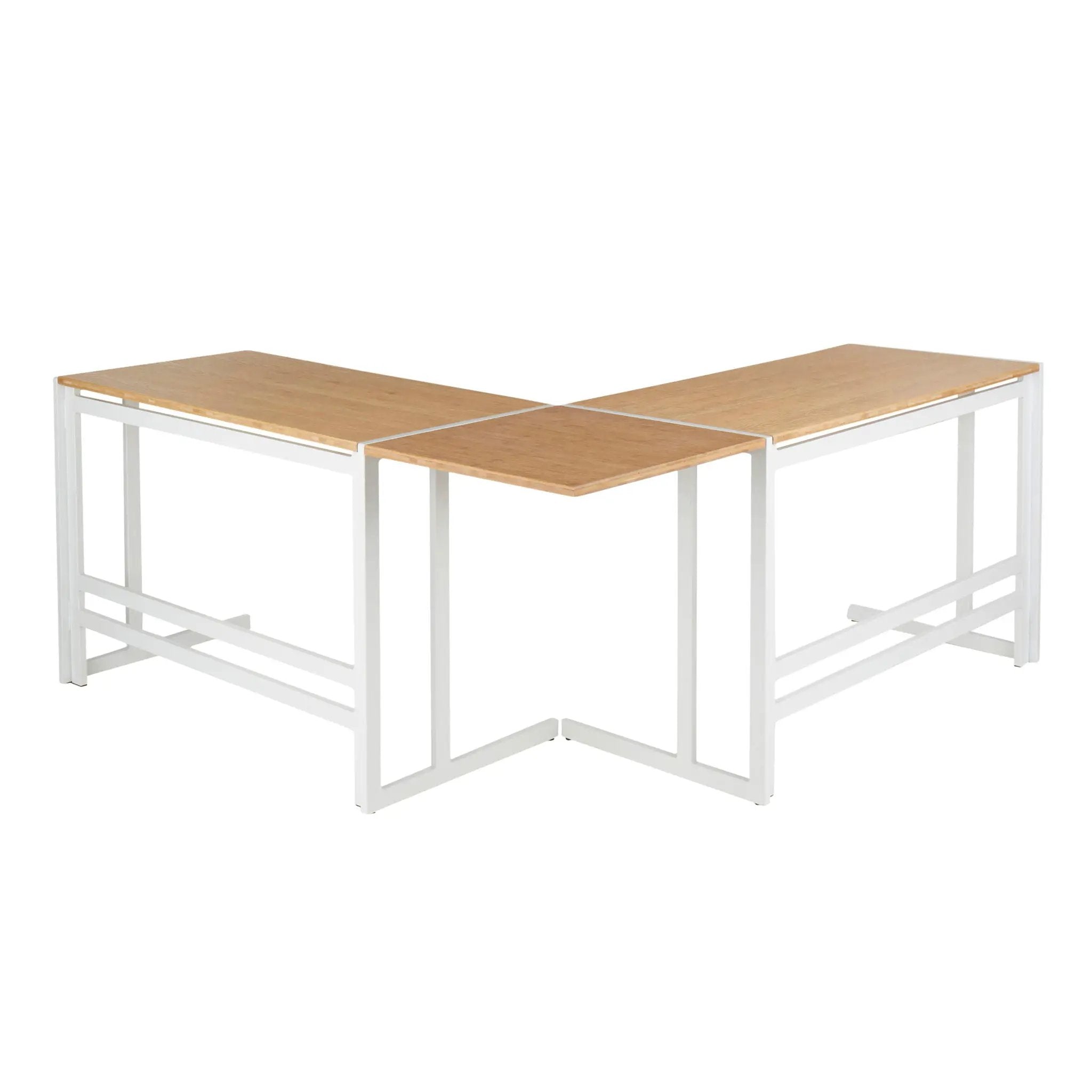 Roman - Industrial L Shaped Desk - White / Natural by HouseOfZazla