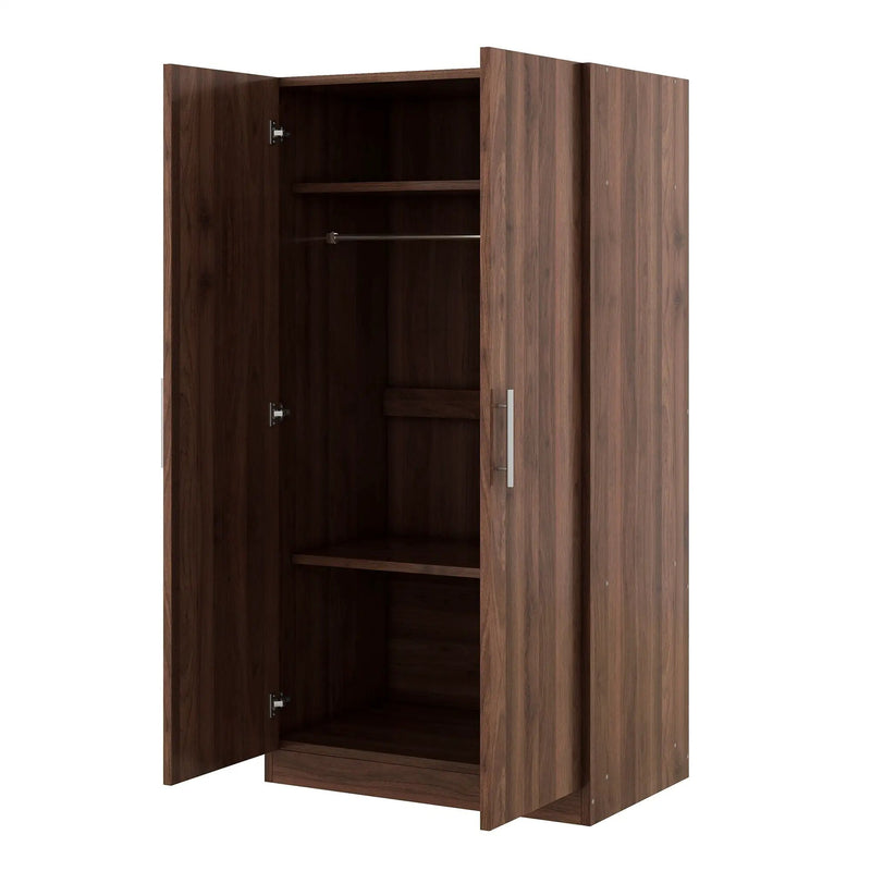 2 Door Wooden Wardrobe Armoire With 3 Storage Shelves - Brown by Unique Piece Furniture