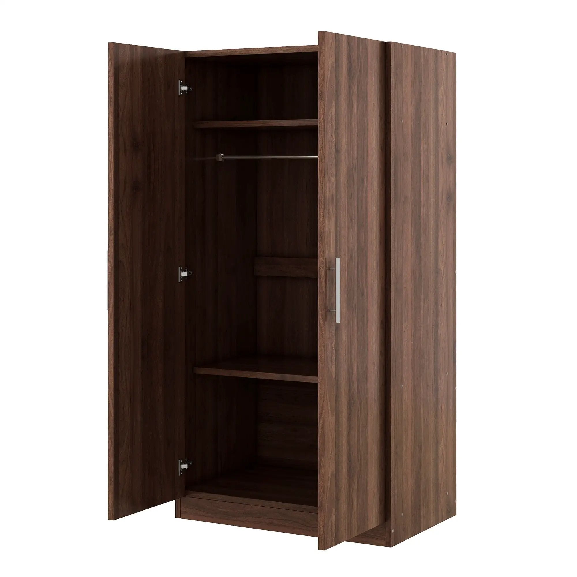 2 Door Wooden Wardrobe Armoire With 3 Storage Shelves - Brown by HouseOfZazla