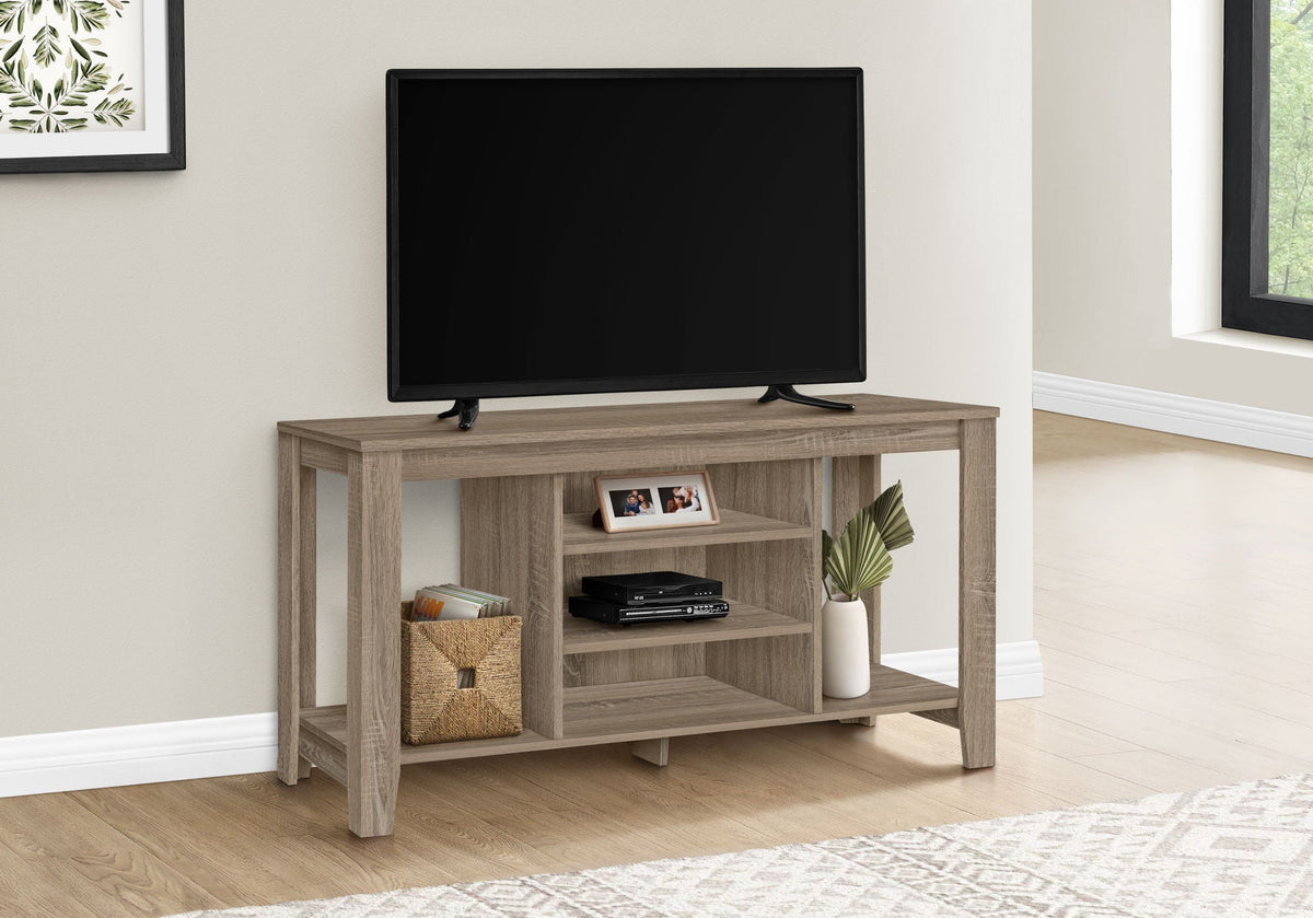 TV Stand Media Console with Versatile Storage Shelves - Wood Finish