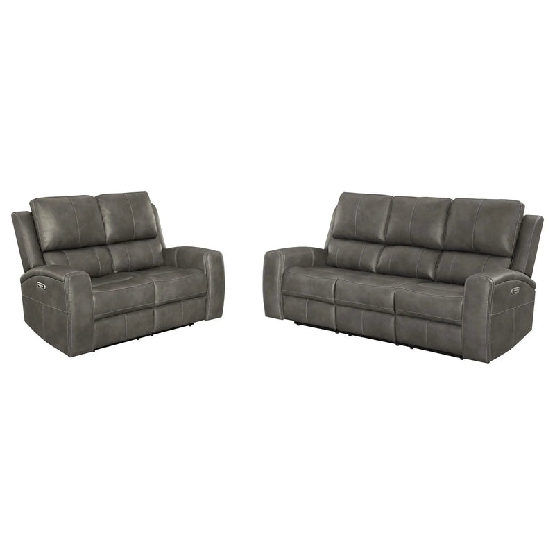 Brickston 2-piece Triple Power Reclining Sofa Set Charcoal by Unique Piece Furniture