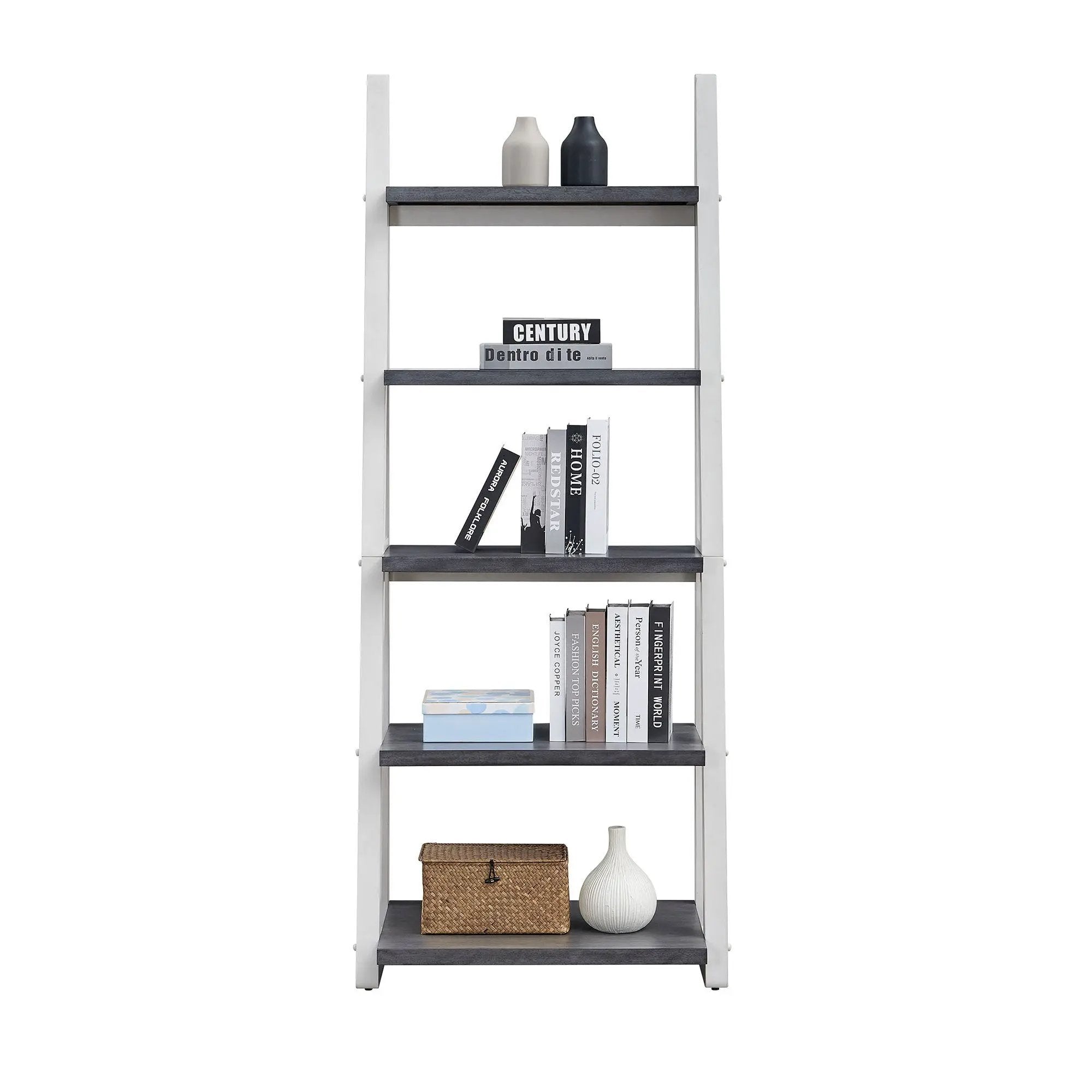 5-Tier Ladder Shelf with Rubber Wood Frame by HouseOfZazla
