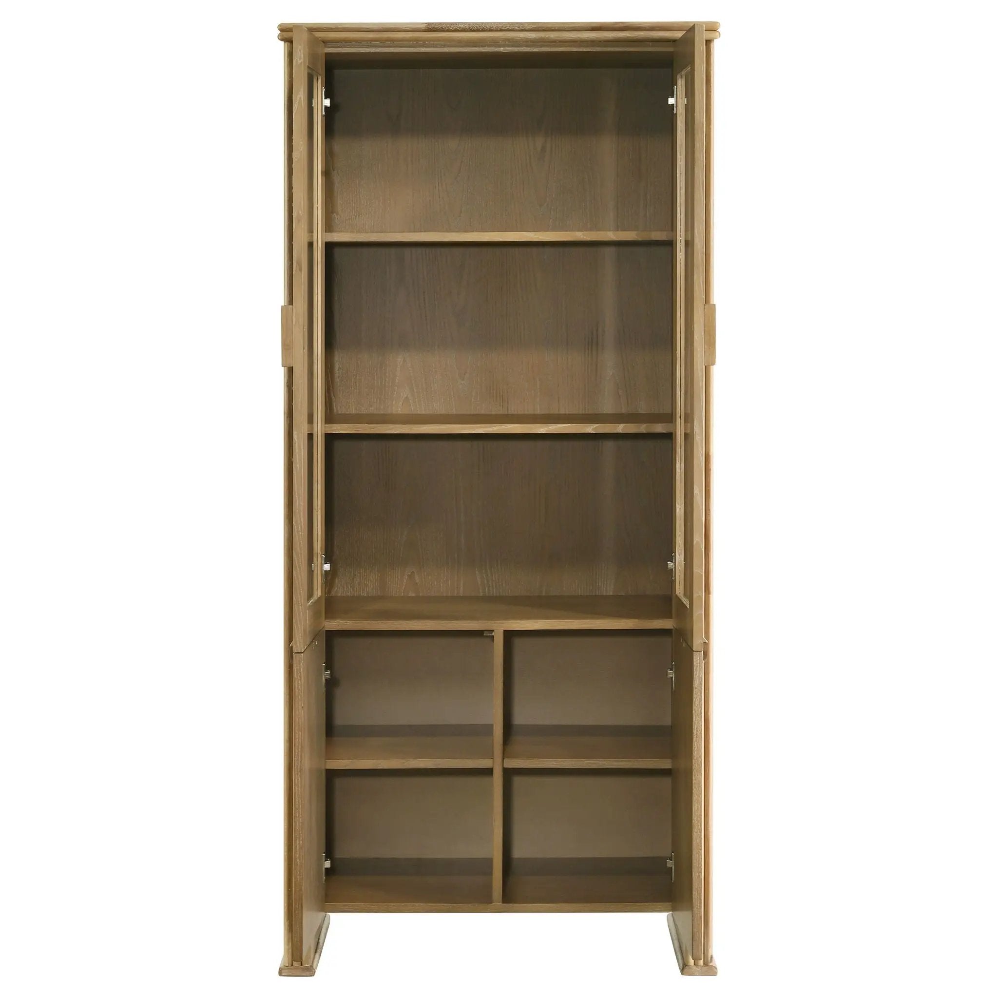 Adina 77-inch Tall Display Cabinet Distressed Light Brown by Unique Piece Furniture