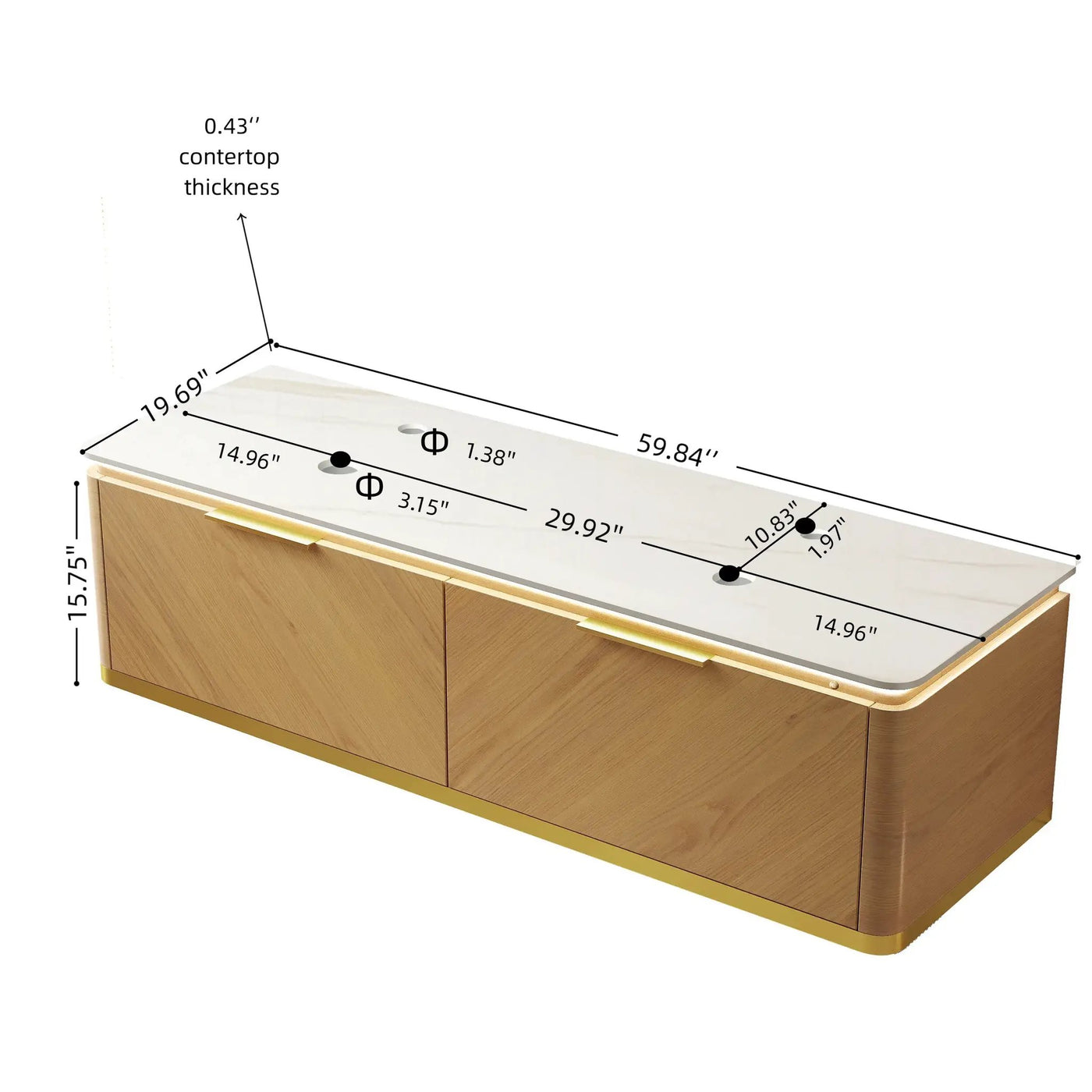 DIPA 60" Wall-Mounted Carrara Bathroom Vanity by HouseOfZazla