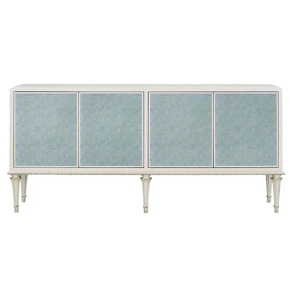 Ansaldo - Console Cabinet - Pearl White & Silver Shimmer by Unique Piece Furniture
