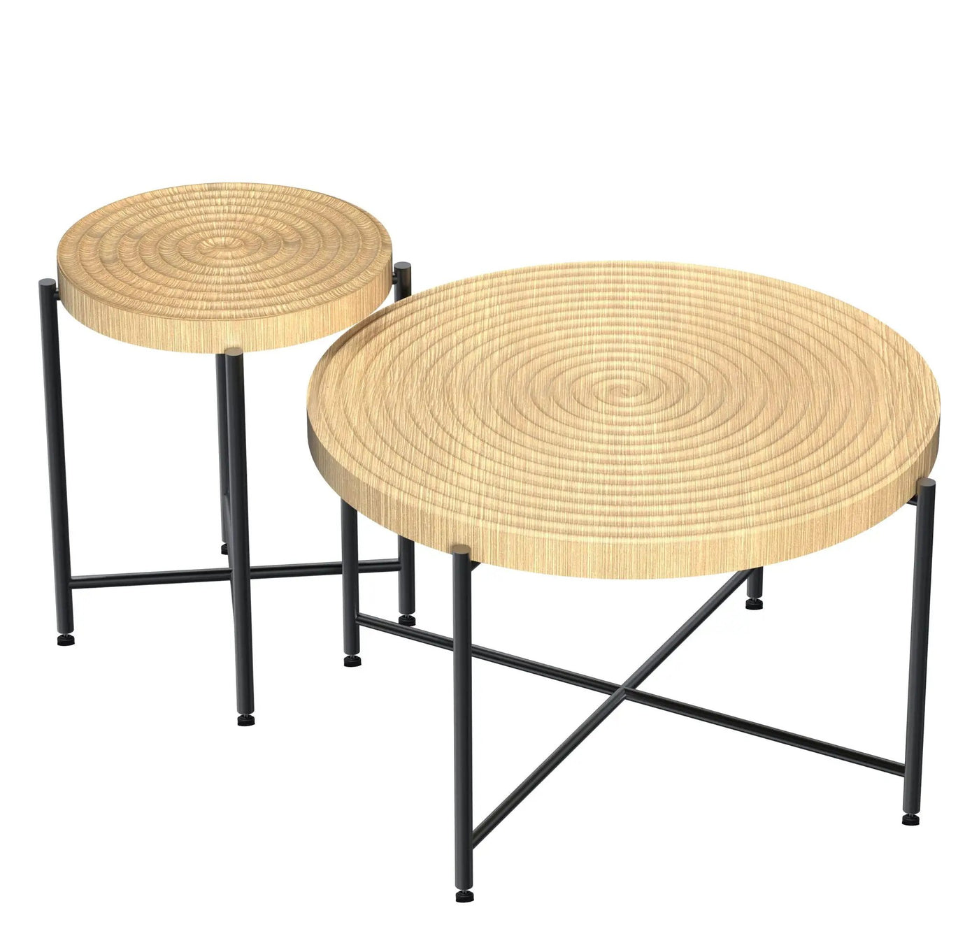 Coffee And End Table Set Waterproof Cover, Distressed Cylindrical Design, Legs Classic Rustic Charm (Set of 2) by Unique Piece Furniture