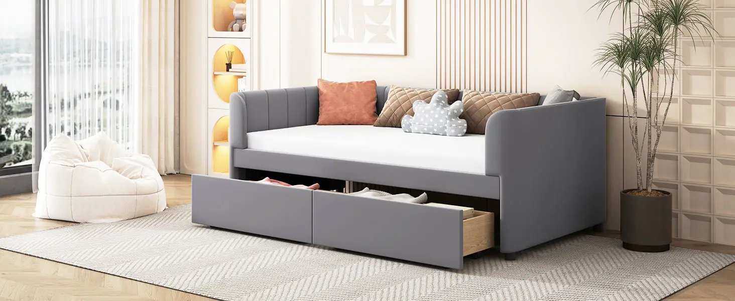 Upholstered Daybed With Ergonomic Design Backrest by HouseOfZazla