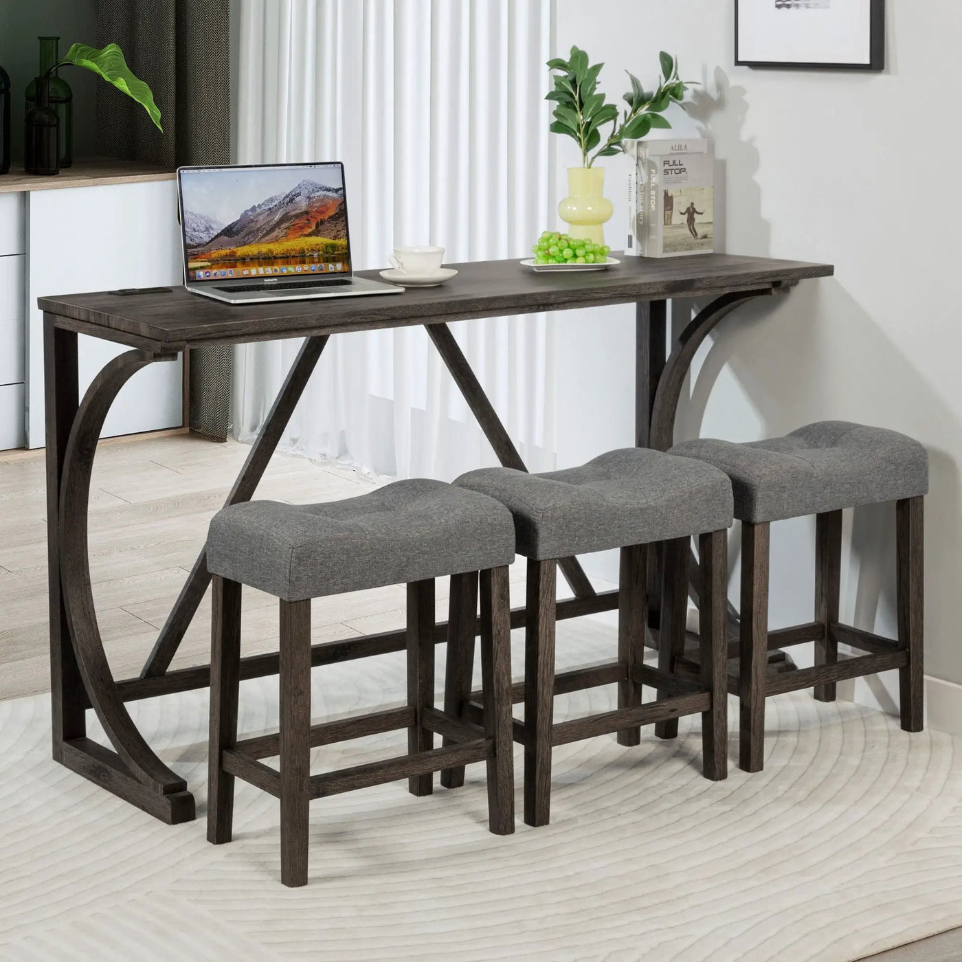 Bar Table Set With 3 Padded Stools by HouseOfZazla