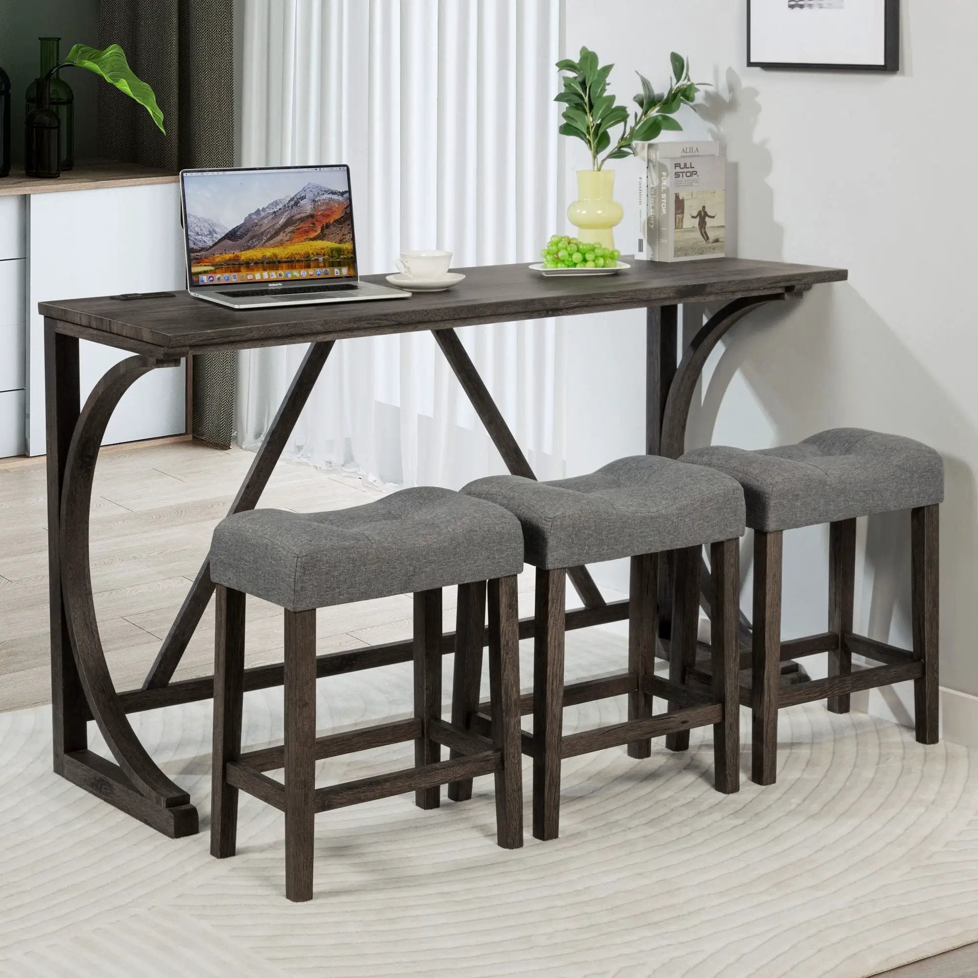 Bar Table Set With 3 Padded Stools by Unique Piece Furniture