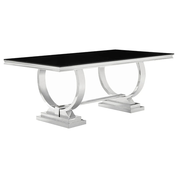 Antoine Rectangular 95-inch Glass Top Dining Table Black