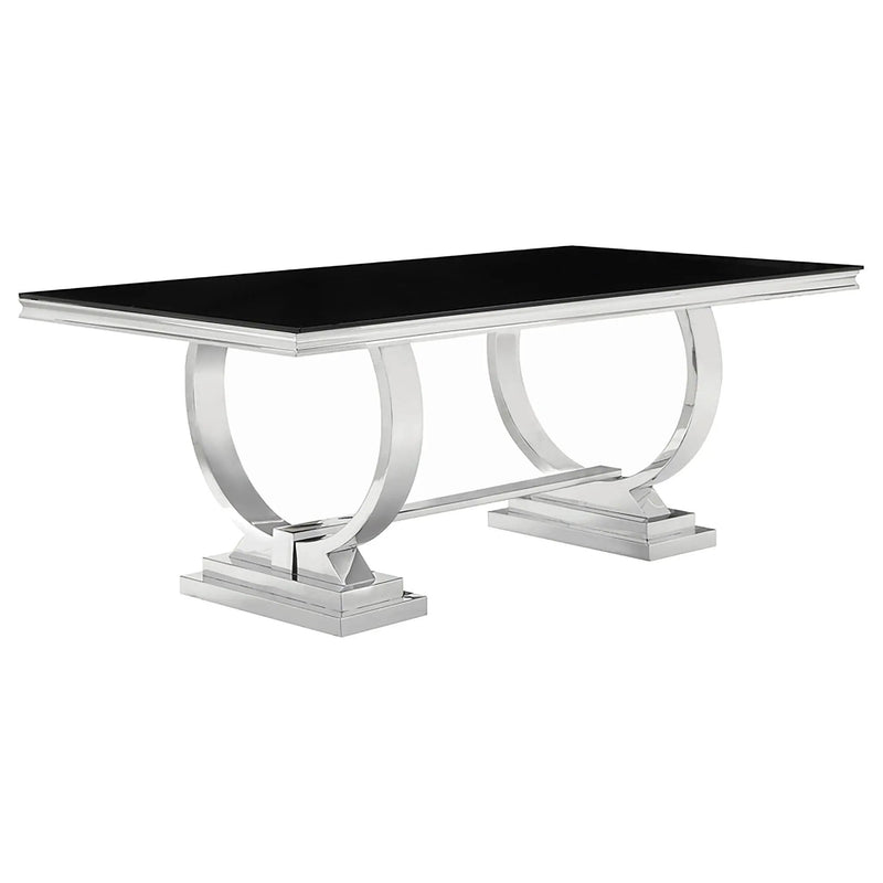 Antoine Rectangular 95-inch Glass Top Dining Table Black by Unique Piece Furniture