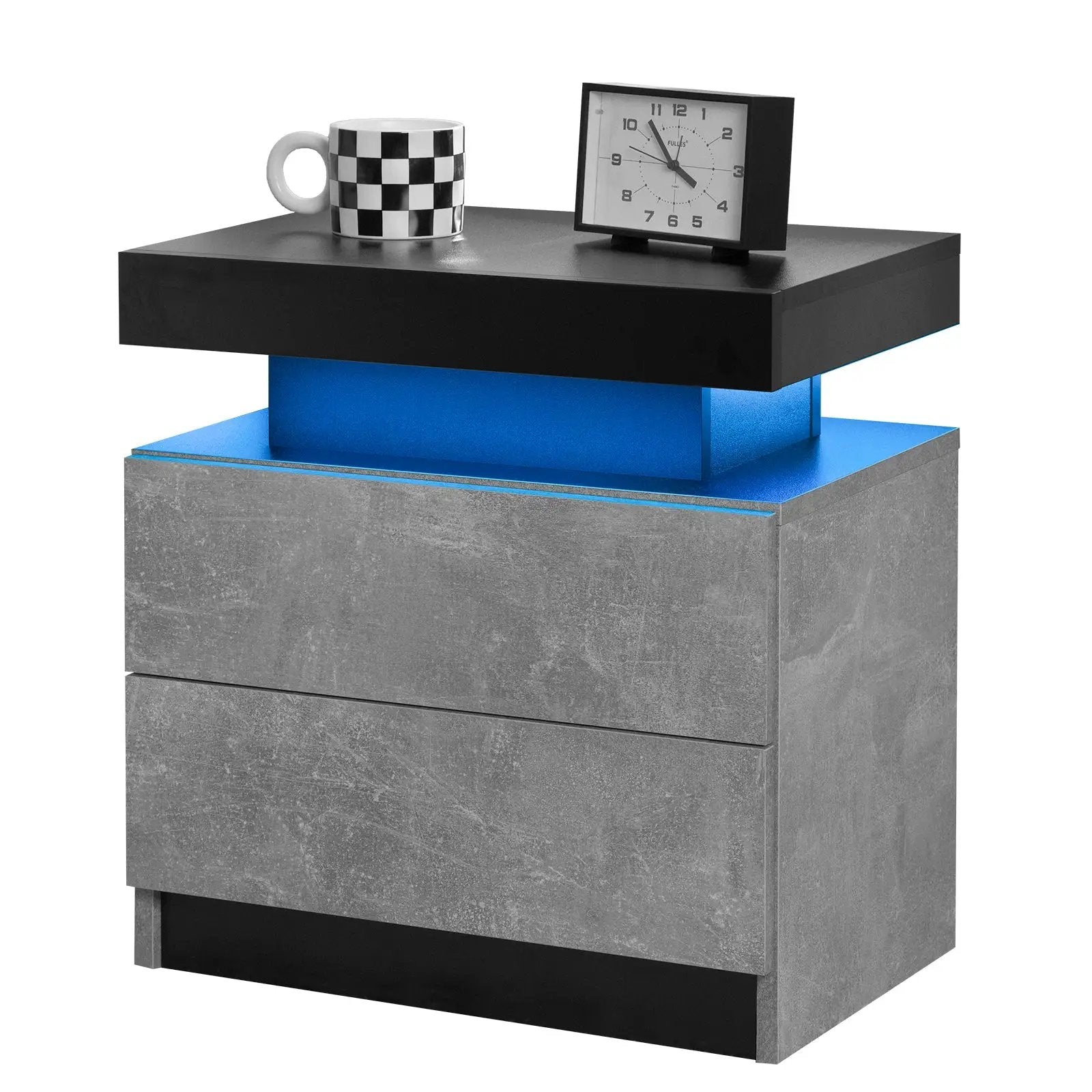 Modern LED Nightstand with 2 Drawers for Bedroom by HouseOfZazla