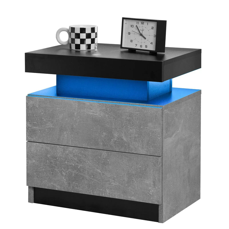 Modern LED Nightstand with 2 Drawers for Bedroom by HouseOfZazla