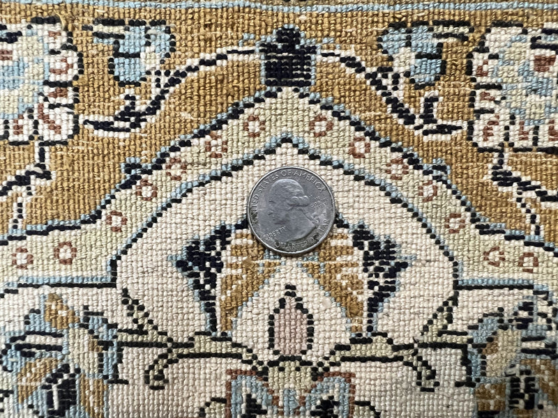Persian Qum Silk Rug 3.5 x 5.5, Floral Medallion, Very Fine 350 KPSI, Handmade Silk on Silk Rug, Vintage by Jewel Rugs