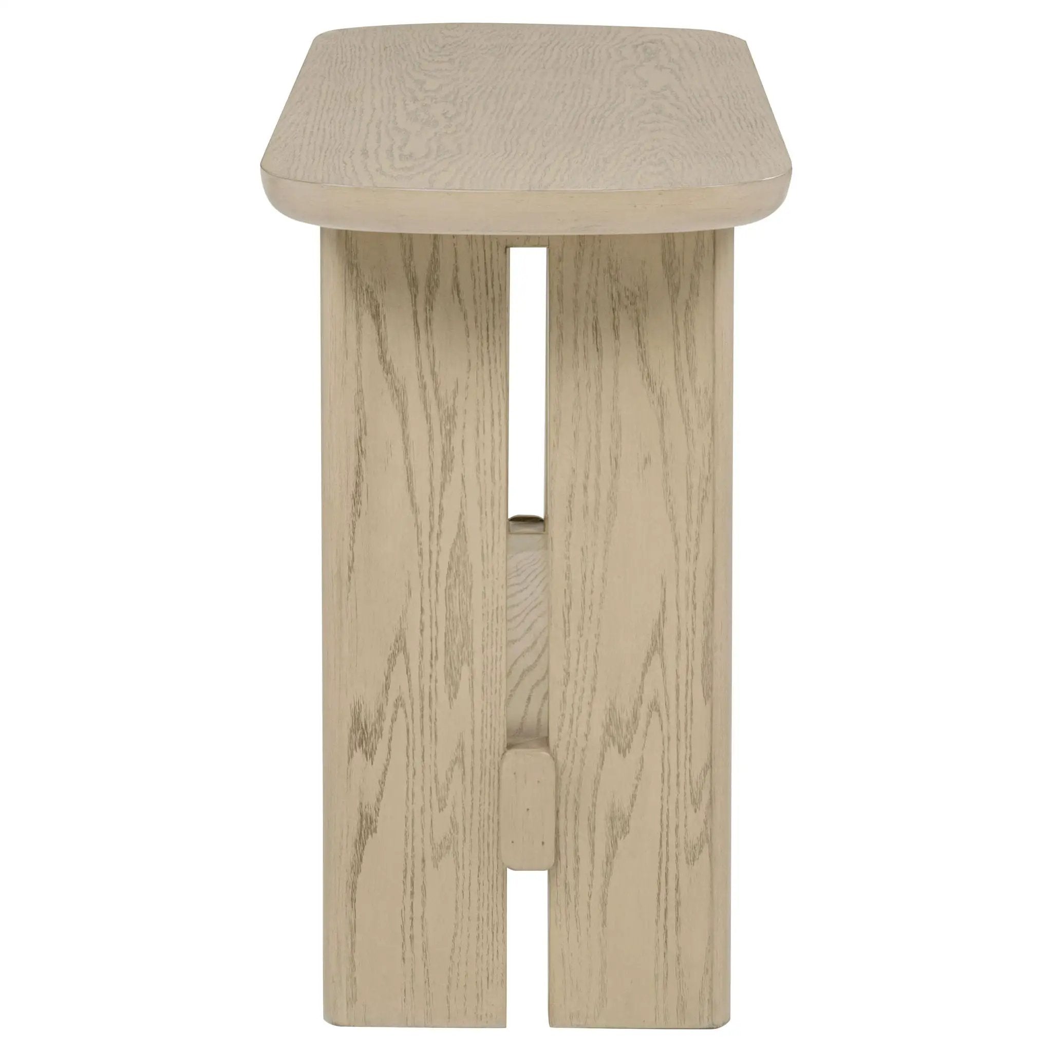 Kailani Coastal Sofa Console Table with Shelf Beige Oak by Unique Piece Furniture