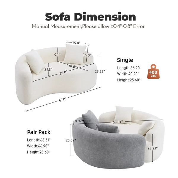 LY-042 S-Curved Chenille Sectional Sofa: Dual-Depth Options, photo 2 of 5