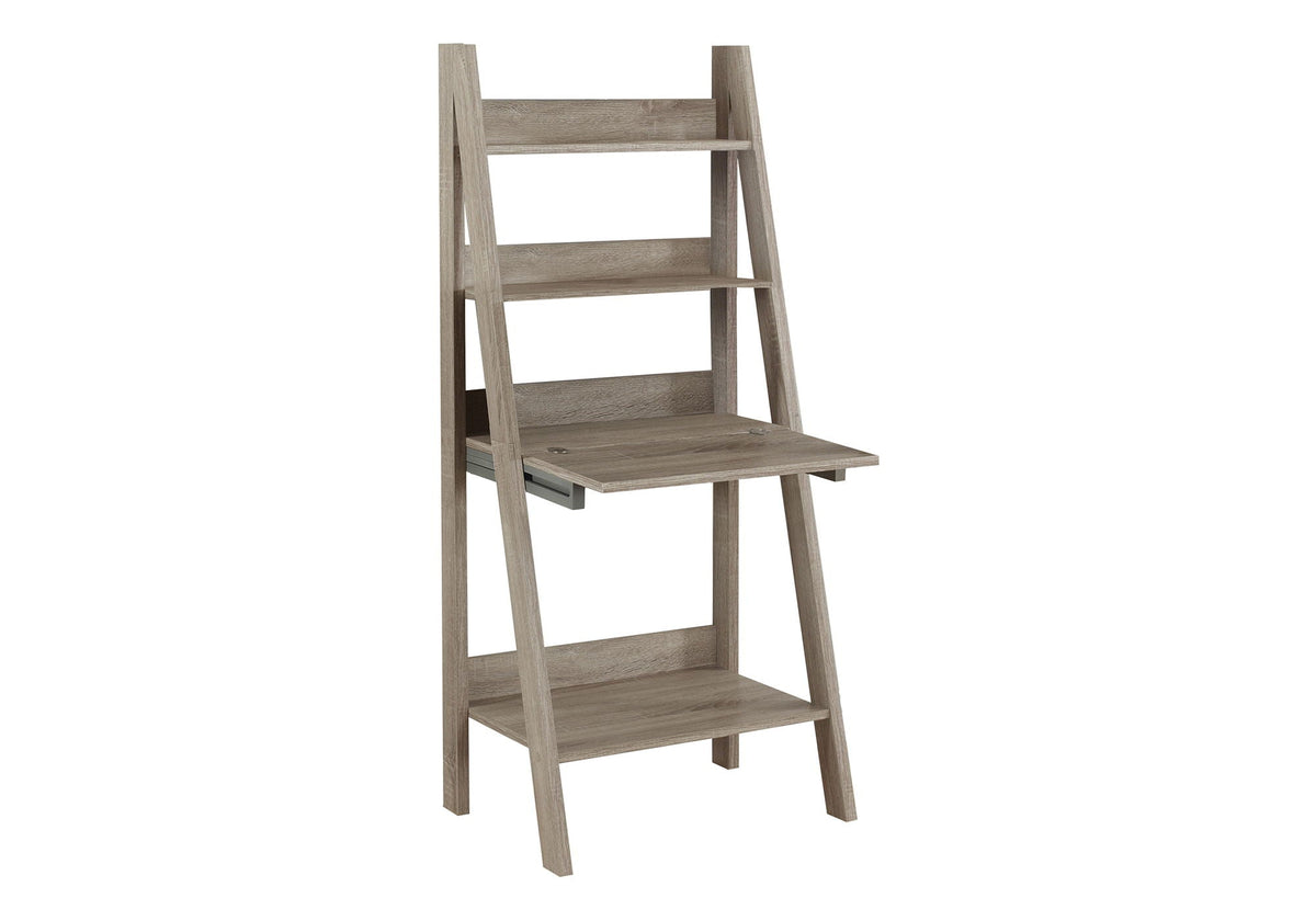 Computer Desk with Storage Shelves - Wood, Leaning Ladder Style - Dark Brown or Light Brown, photo 7 of 8
