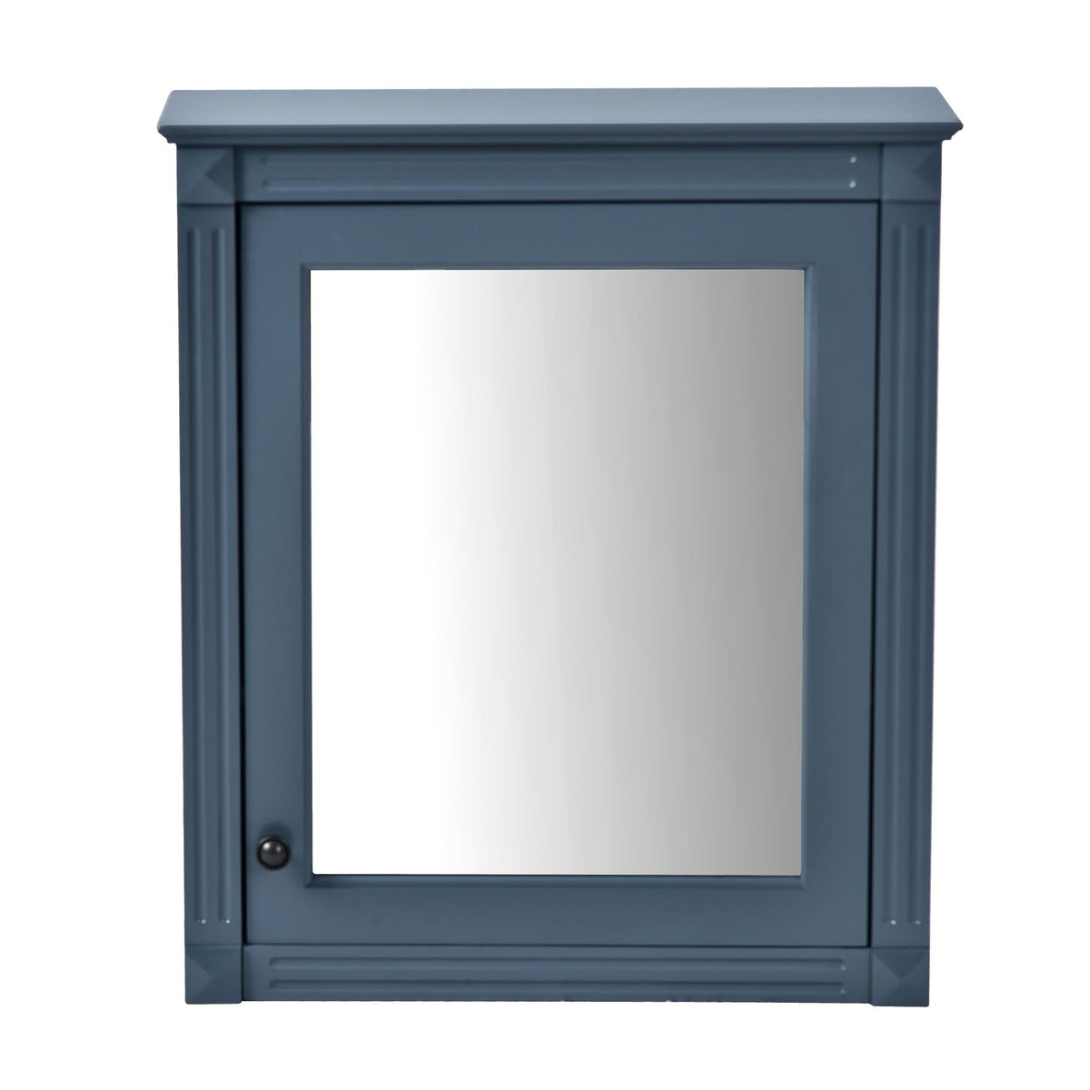 Wall Mounted Medicine Cabinet with Mirror and Adjustable Shelf - Dark Gray, White, Blue