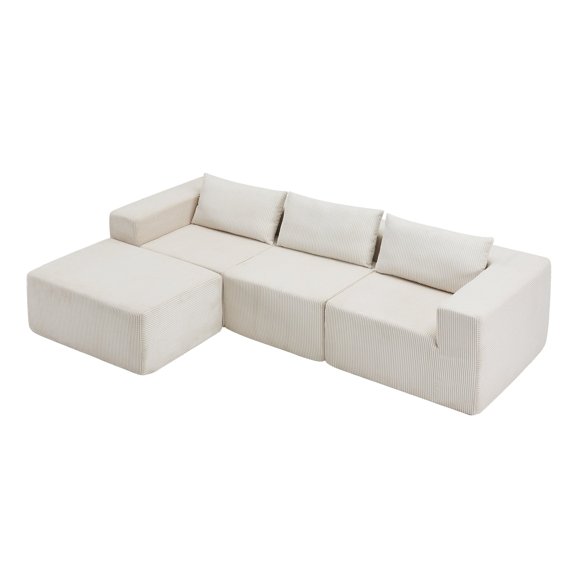 107" Compressed Sectional Sofa (Beige) by HouseOfZazla
