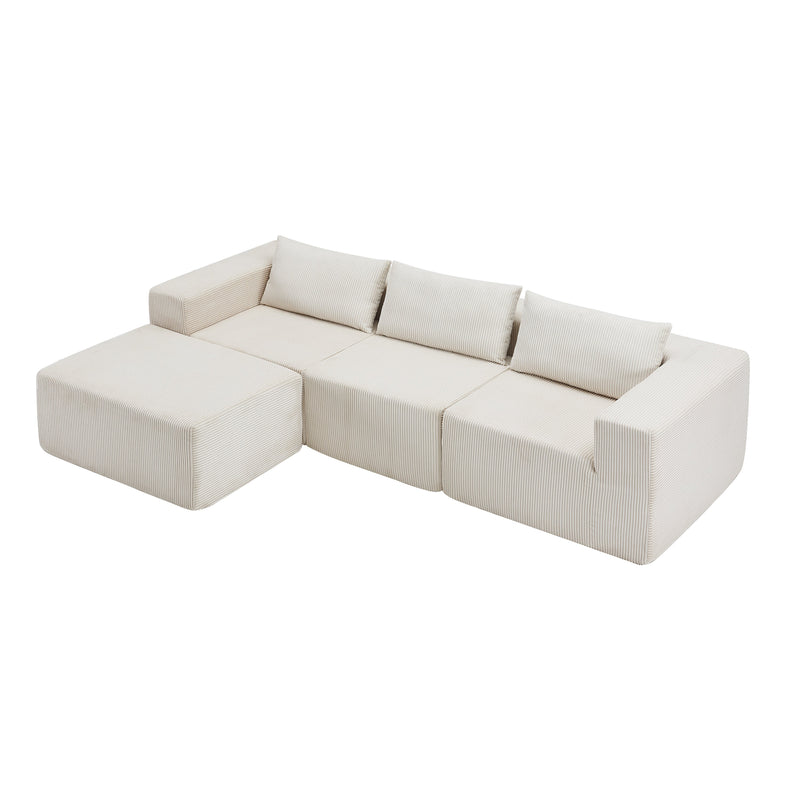 107" Compressed Sectional Sofa (Beige) by HouseOfZazla