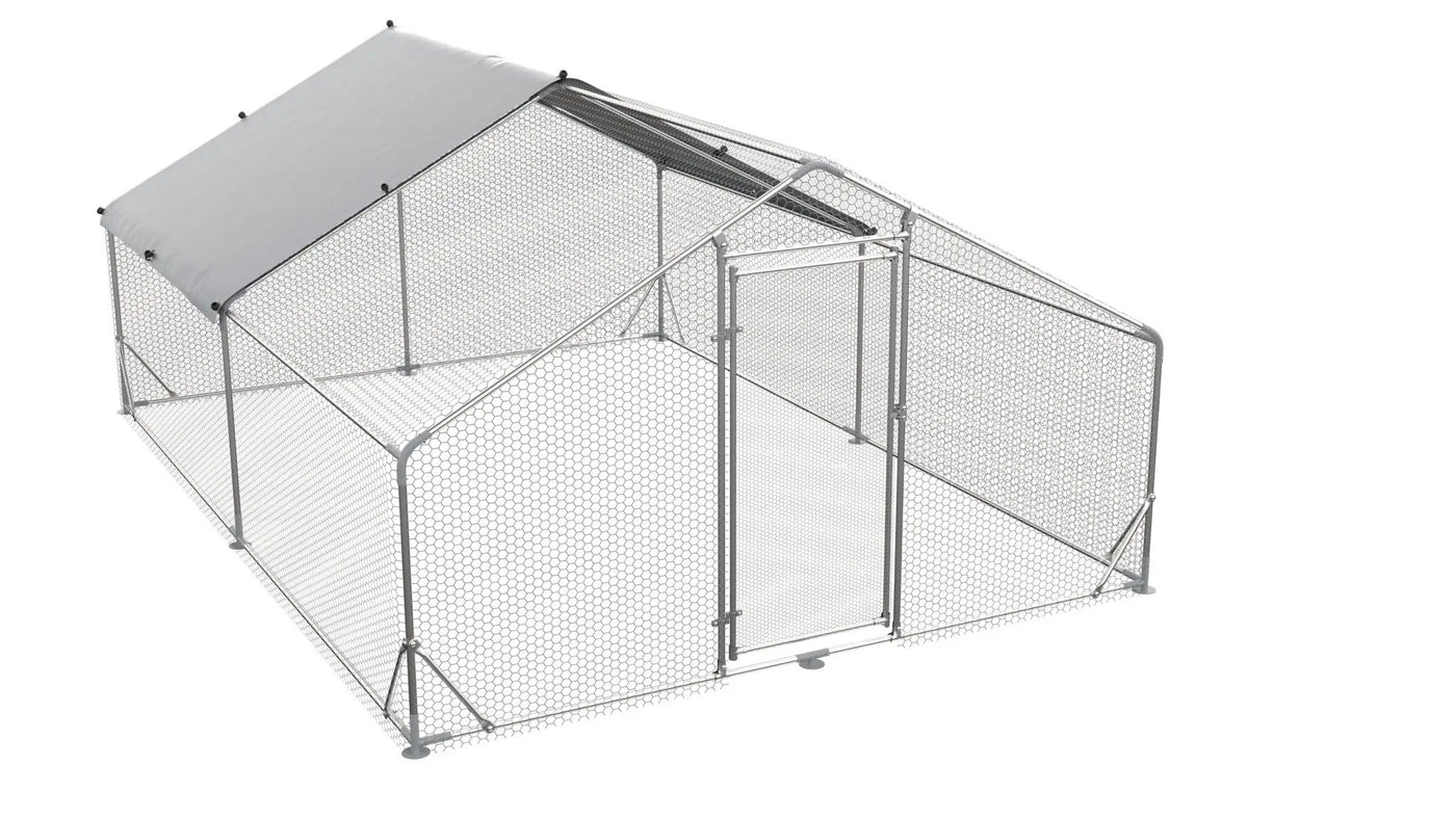 Large Metal Chicken Coop, Walk In Poultry Cage Hen Run House Rabbits Habitat Cage Spire Shaped Coop With Waterproof And Anti Ultraviolet Cover by HouseOfZazla