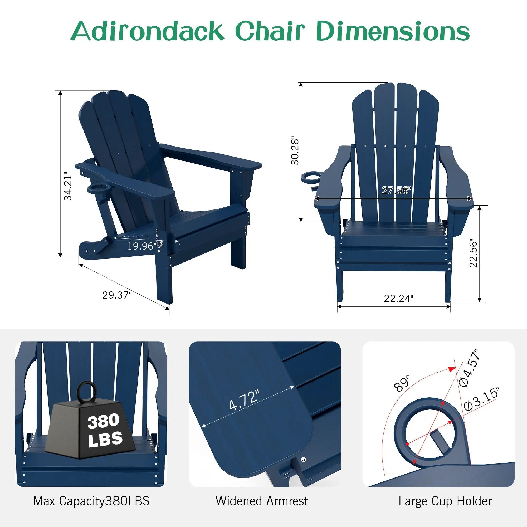 Adirondack Chair with Foldable Design and Built-In Cup Holder by HouseOfZazla