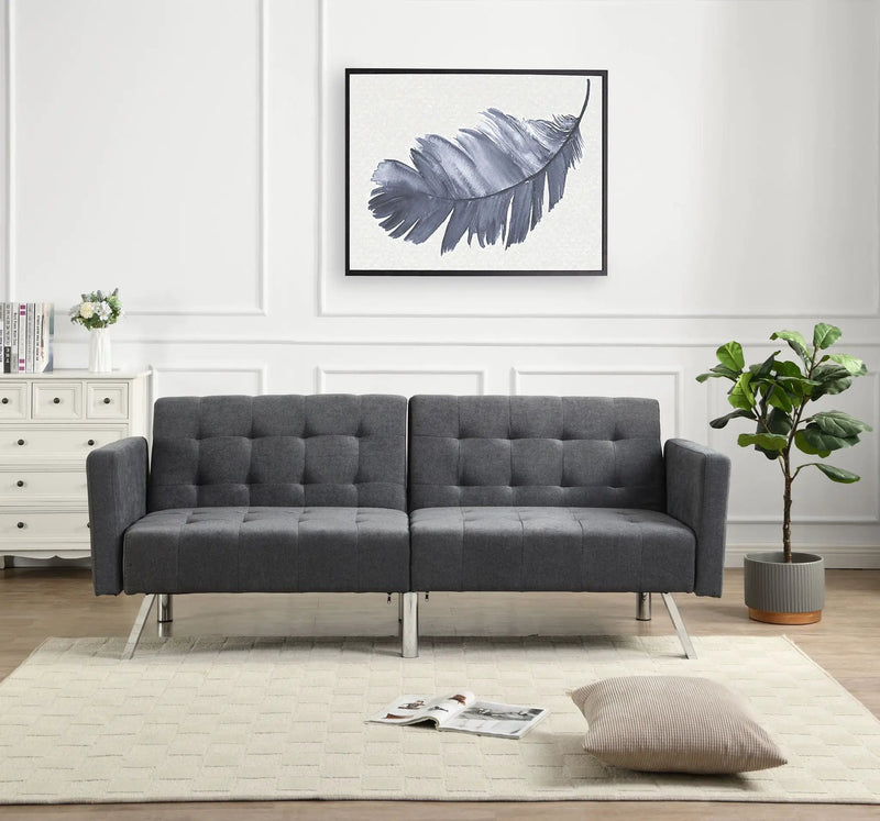 Sofa Bed Convertible Folding Lounge Couch Loveseat Sleeper Sofa Armrests - Dark Gray by HouseOfZazla