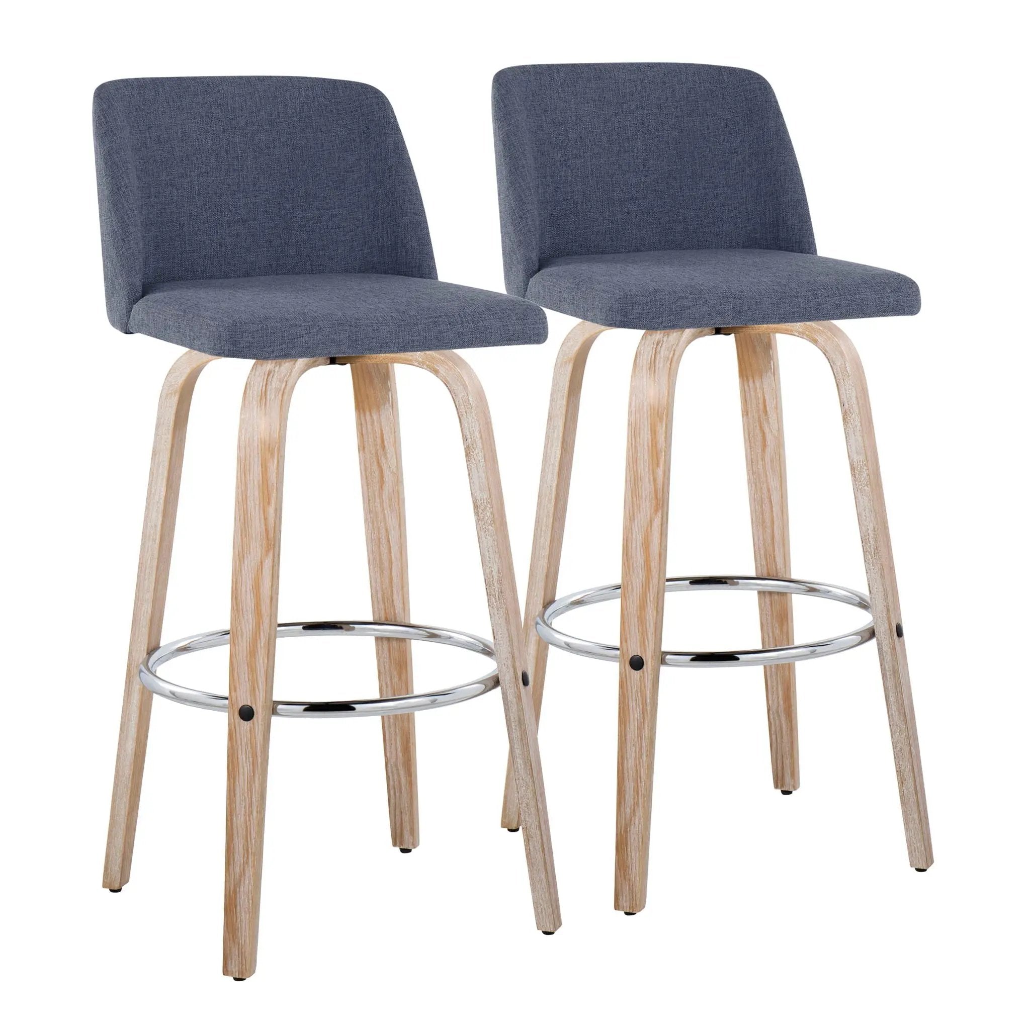 Toriano - Contemporary Fixed Height Barstool With Swivel & Round Footrest (Set of 2) by Unique Piece Furniture
