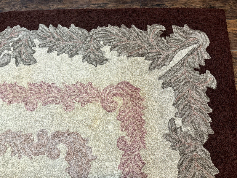 American Hand Hooked Rug 9x12, Vintage Aubusson Carpet, Wool by Jewel Rugs