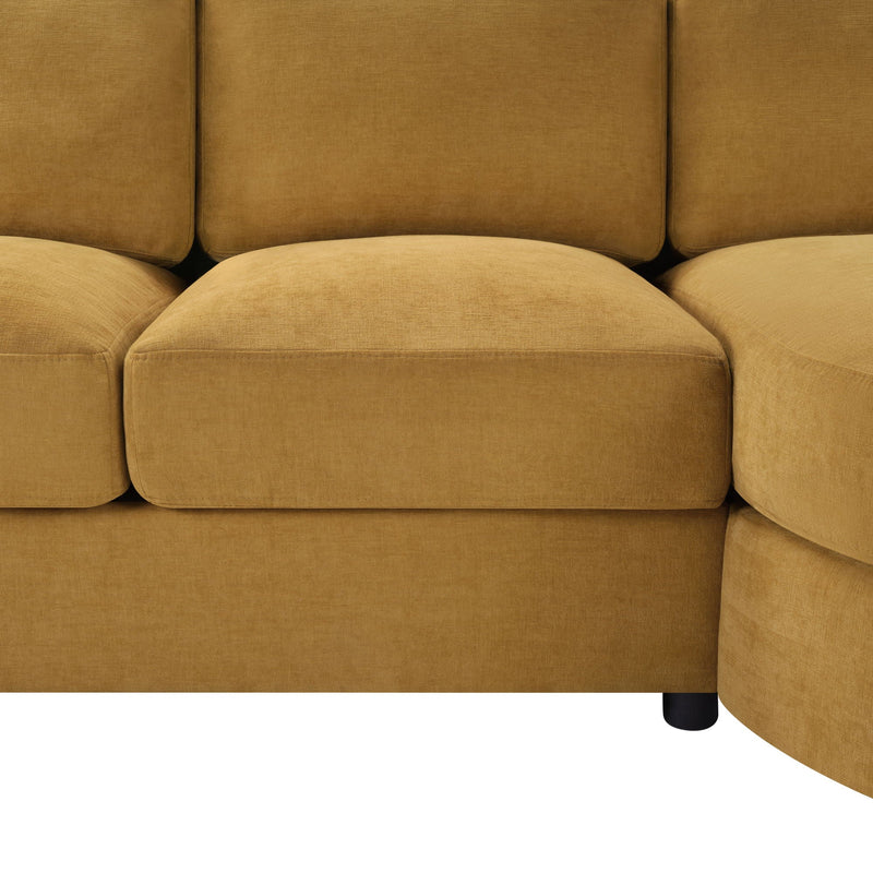 Modern L-Shaped Sectional Sofa With Curved Chaise, USB Ports, And Side Storage Pockets by HouseOfZazla