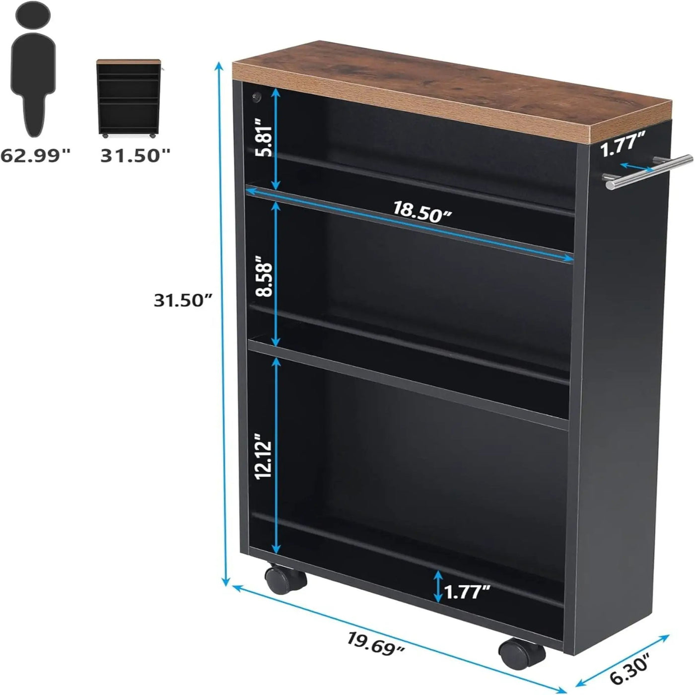 4 Tier Narrow Rolling Kitchen Slim Storage Cart by HouseOfZazla