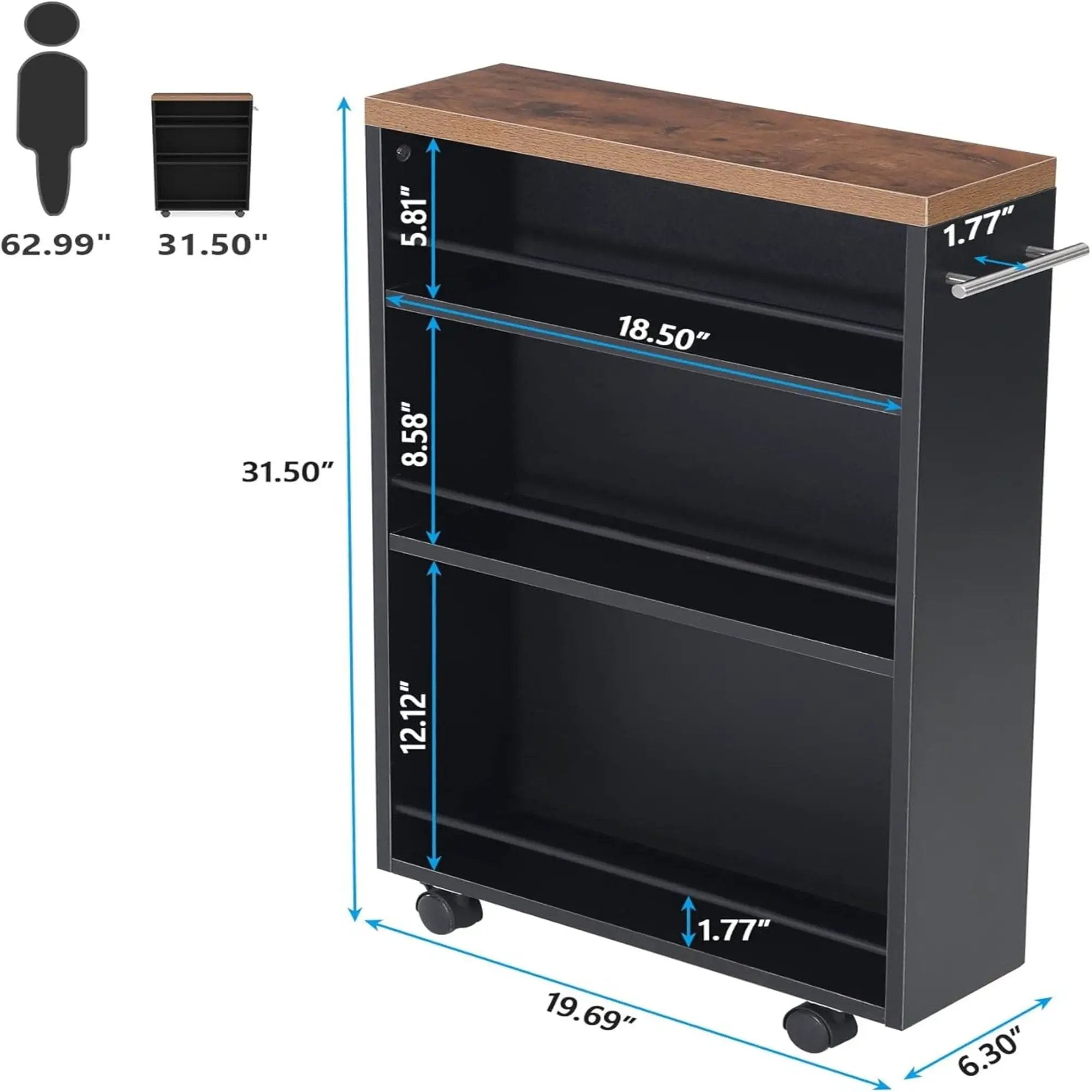 4 Tier Narrow Rolling Kitchen Slim Storage Cart by HouseOfZazla
