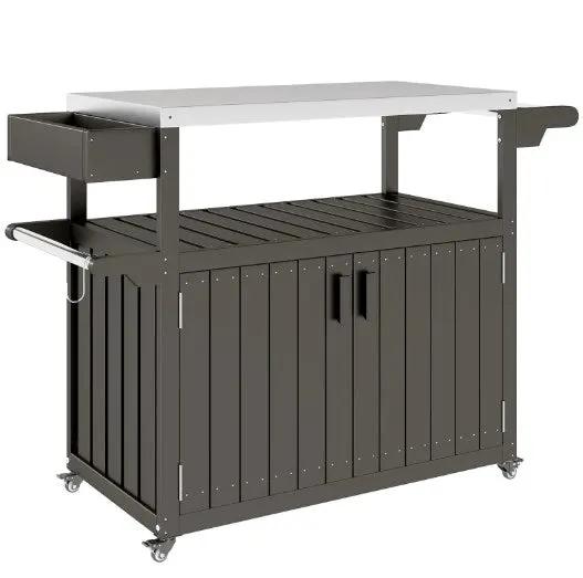 Convenient Outdoor Bar Cart with Storage and Wheeled Kitchen Island by HouseOfZazla