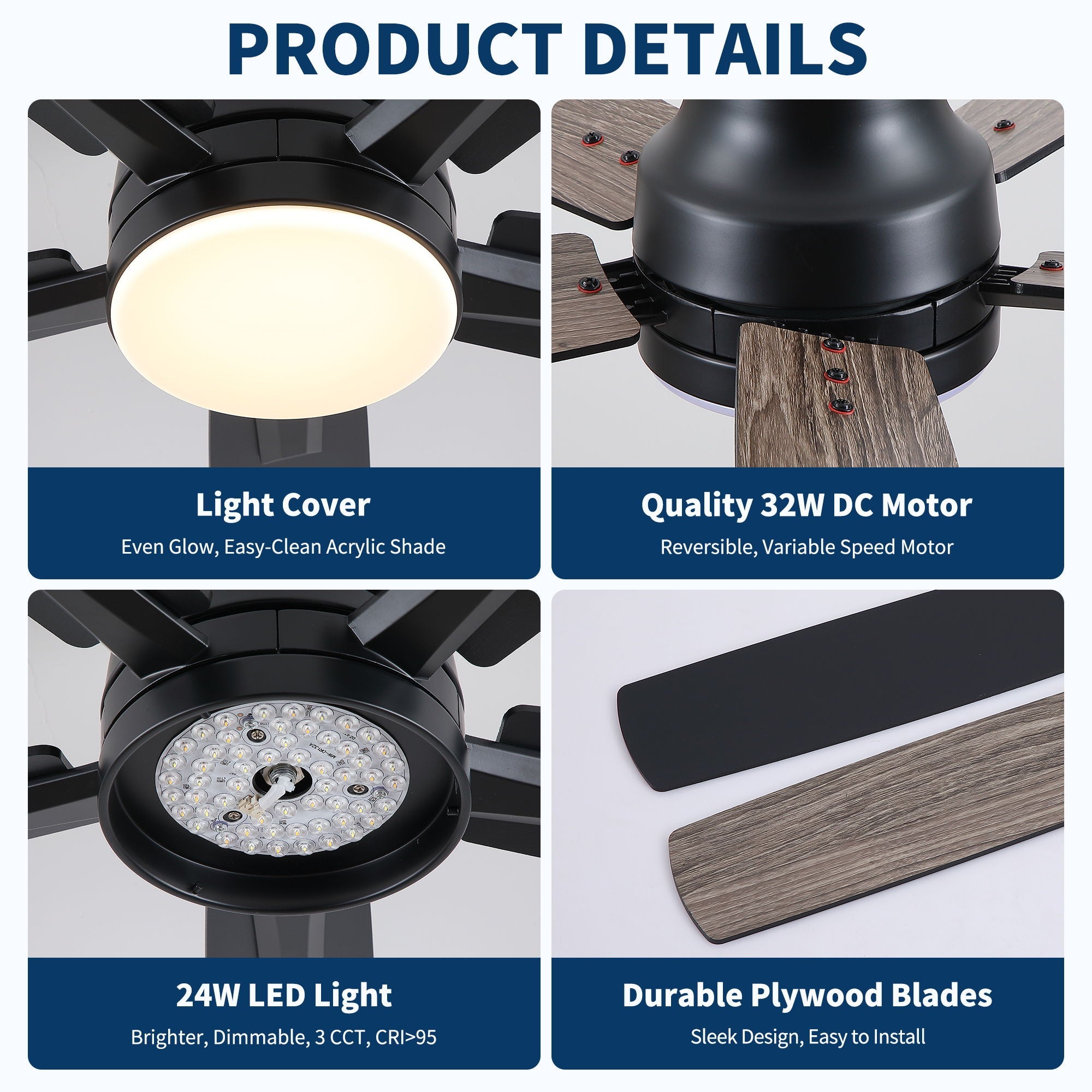 Mordern Flush Mount Ceiling Fan With Light And Remote Control by HouseOfZazla
