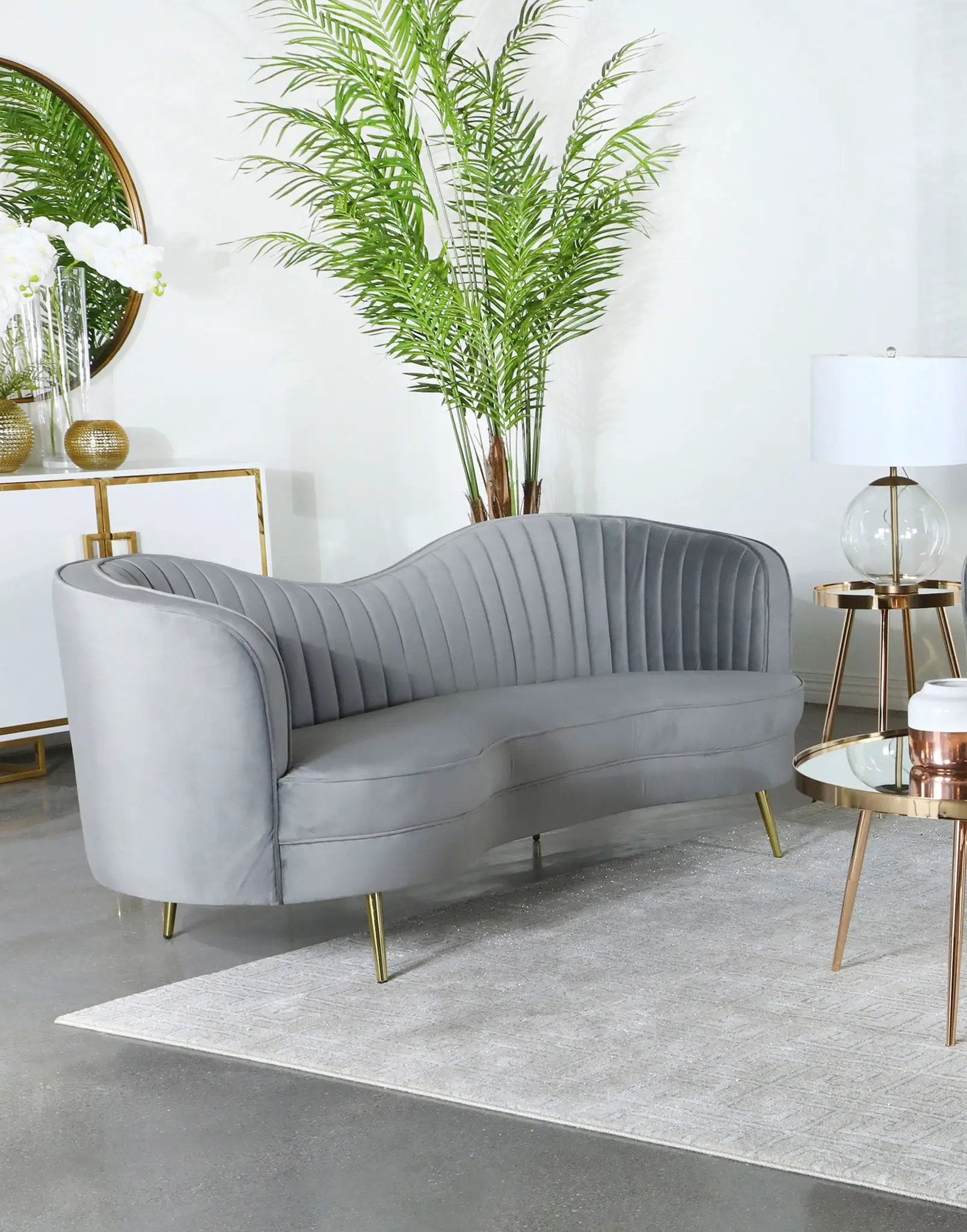 Sophia Upholstered Channel Tufted Sofa Grey by Unique Piece Furniture