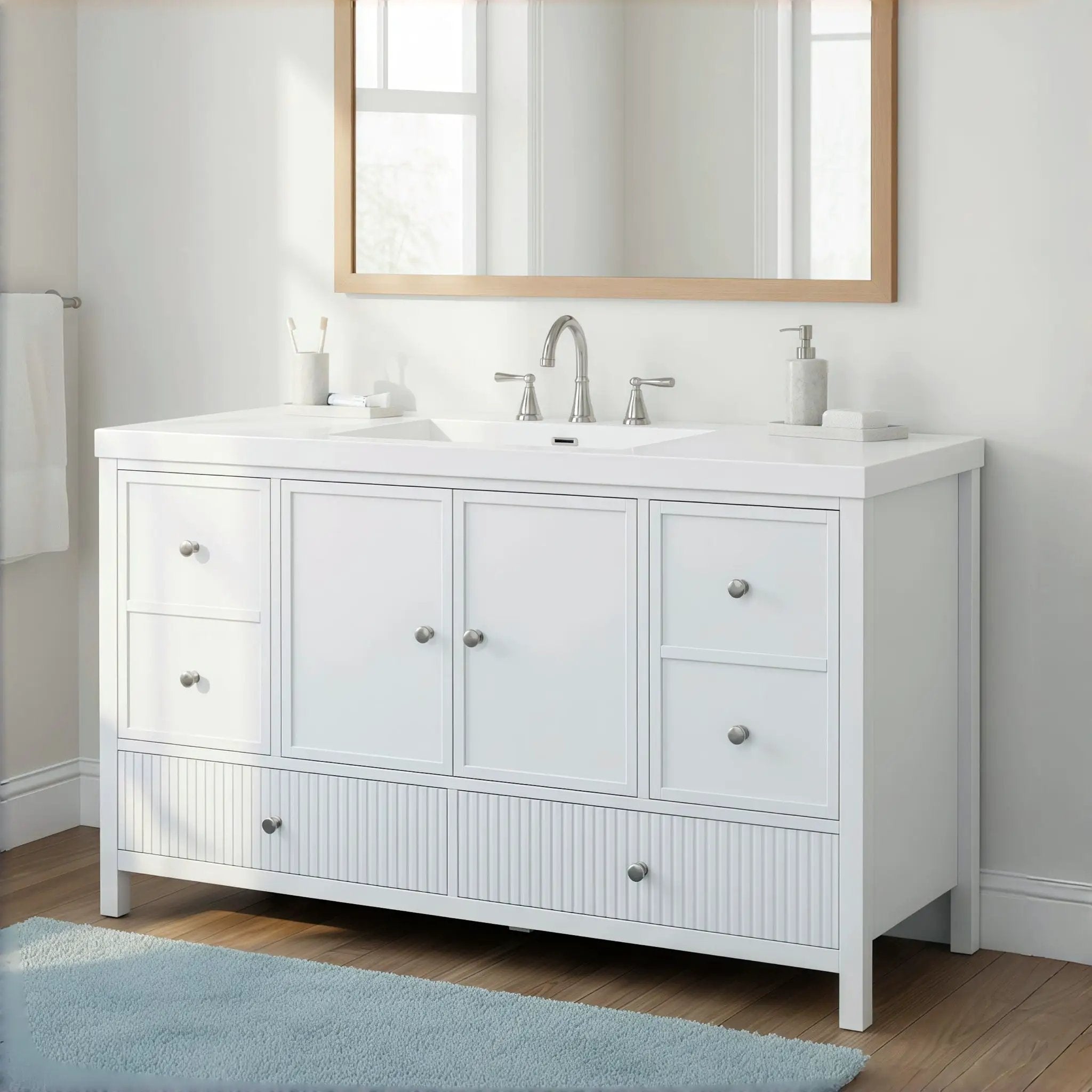 Bathroom Vanity With Separate Sink, Soft Close Doors And 4 Drawers by HouseOfZazla