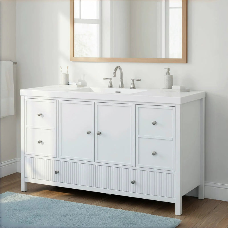 Bathroom Vanity With Separate Sink, Soft Close Doors And 4 Drawers by HouseOfZazla