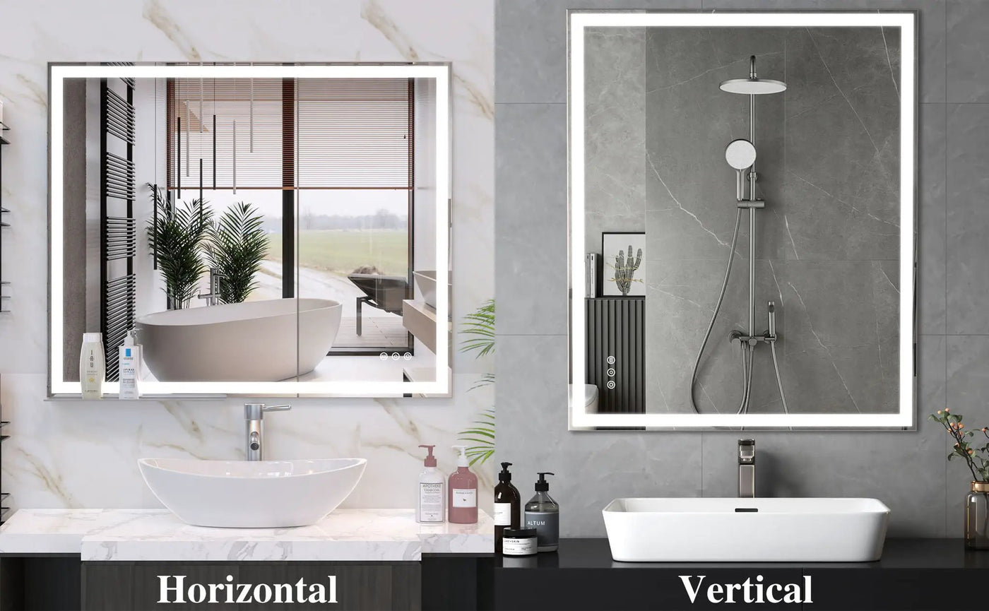 LED Bathroom Vanity Mirror Wall Mounted Adjustable / Warm / Natural Lights Anti-Fog Touch Switch With Memory Modern Smart Large Bathroom Mirrors by Unique Piece Furniture