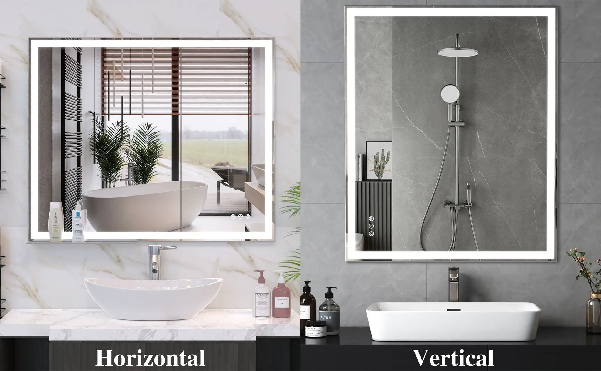 LED Bathroom Vanity Mirror Wall Mounted Adjustable / Warm / Natural Lights Anti-Fog Touch Switch With Memory Modern Smart Large Bathroom Mirrors by Unique Piece Furniture